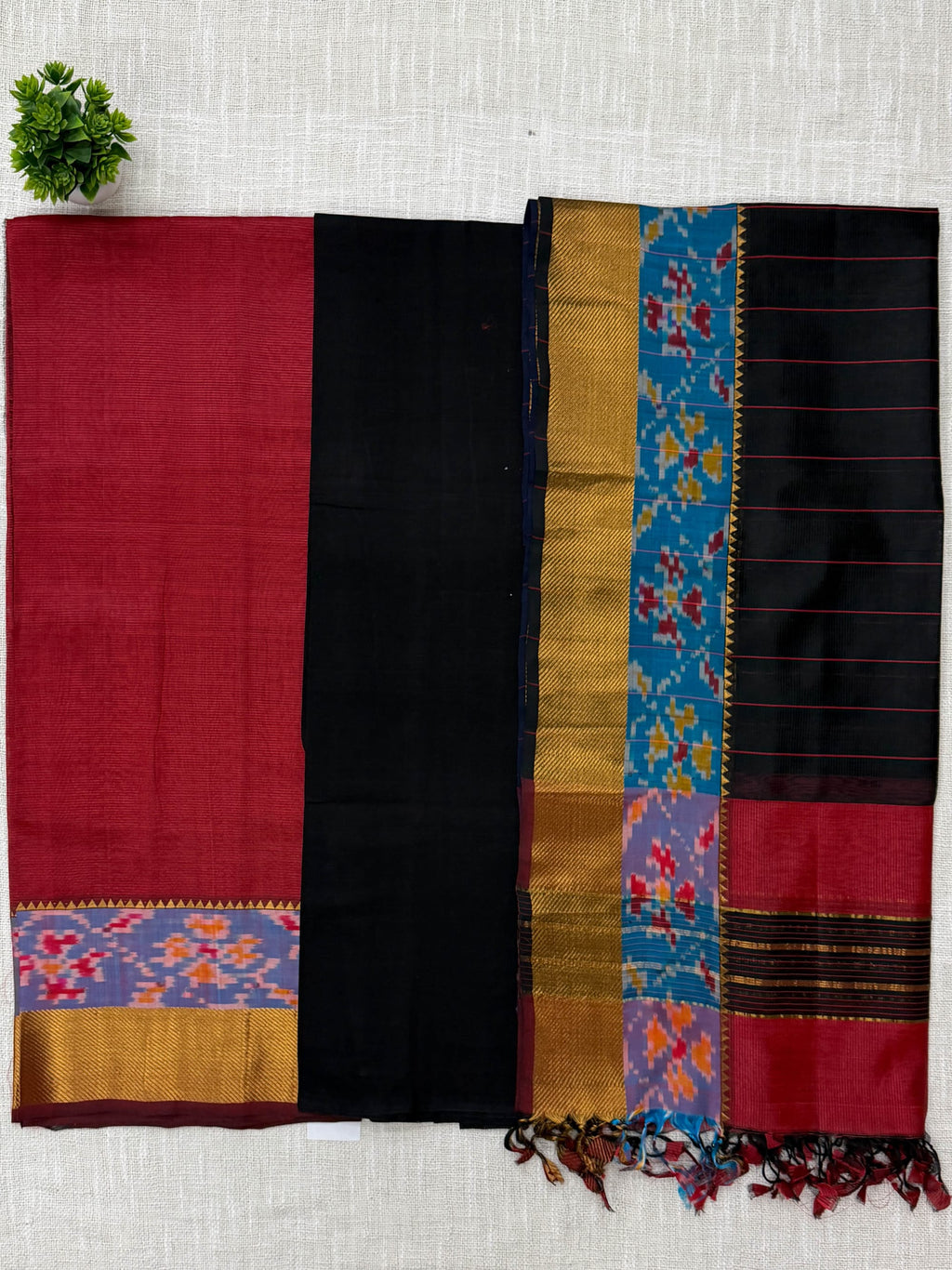 Black ,Gold ,Red Pure Silk Unstitched Suit