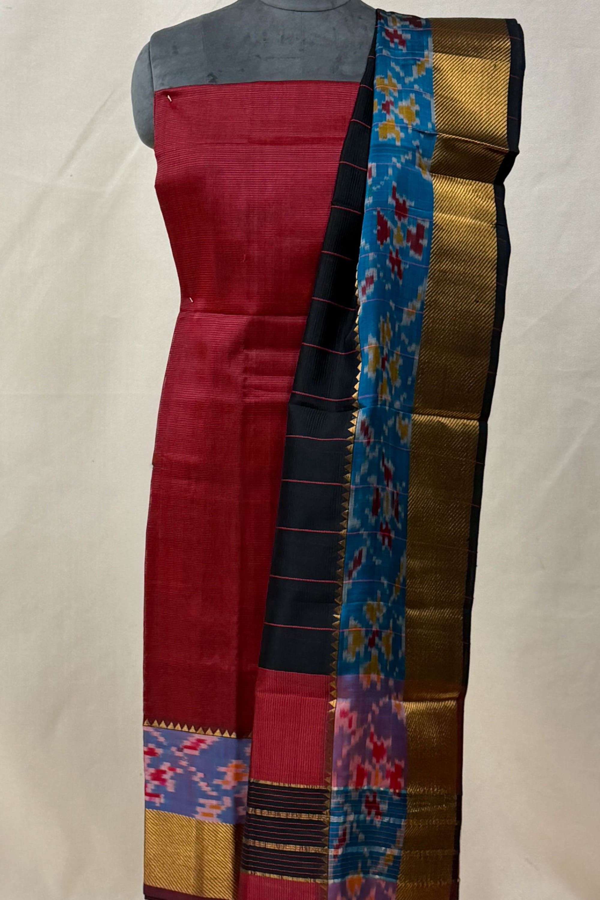 Black ,Gold ,Red Pure Silk Unstitched Suit