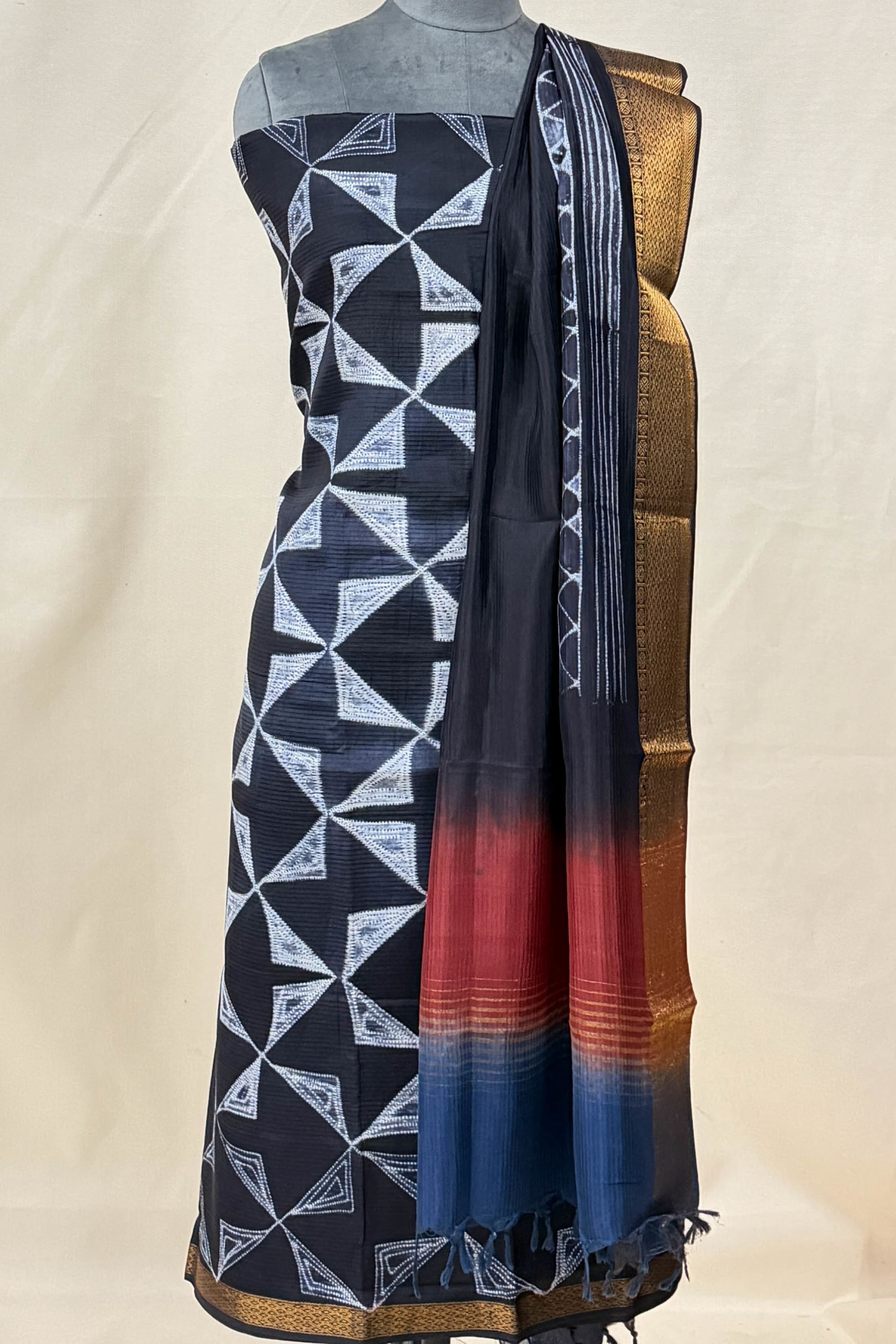 Black Pure Silk Unstitched Suit