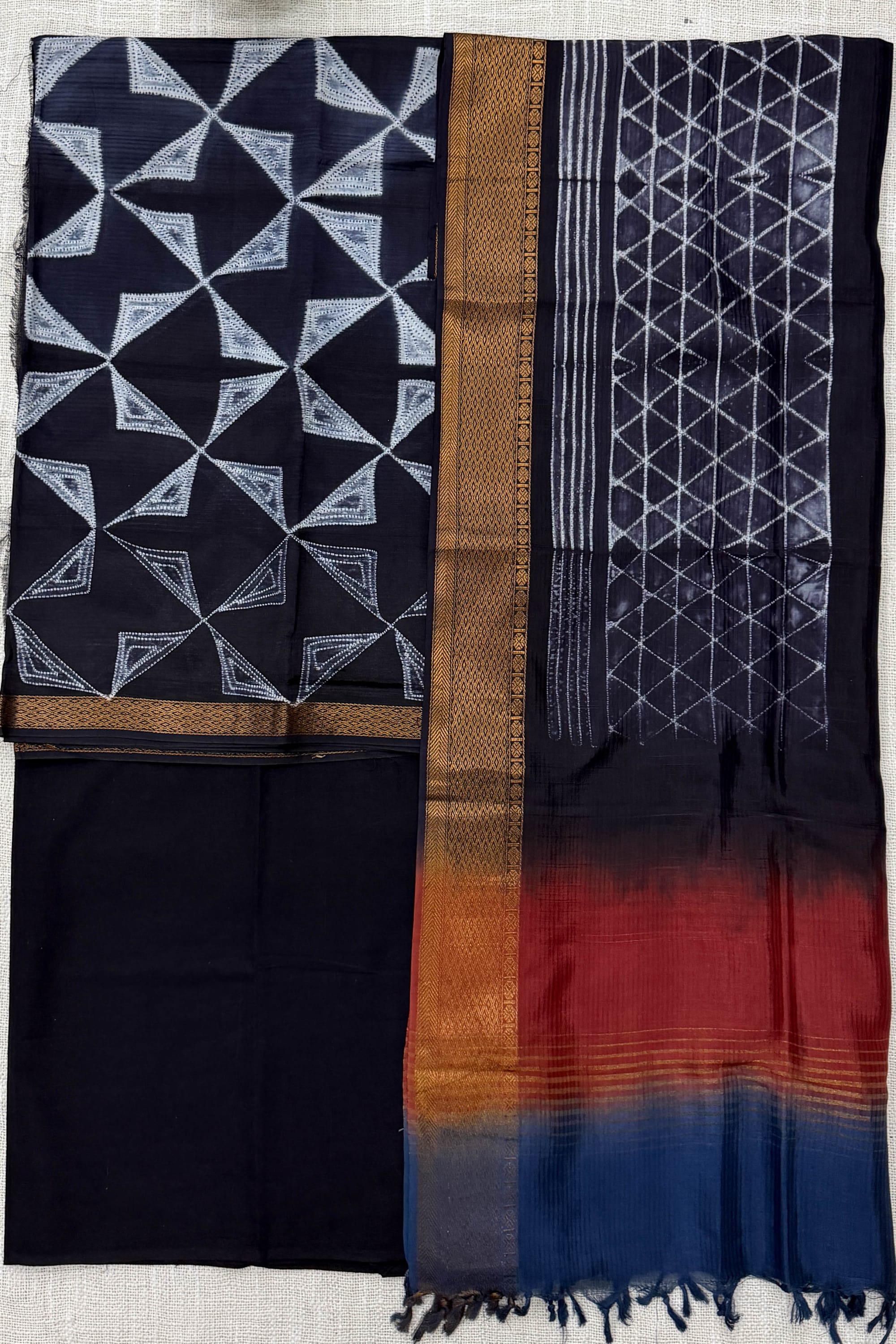 Black Pure Silk Unstitched Suit