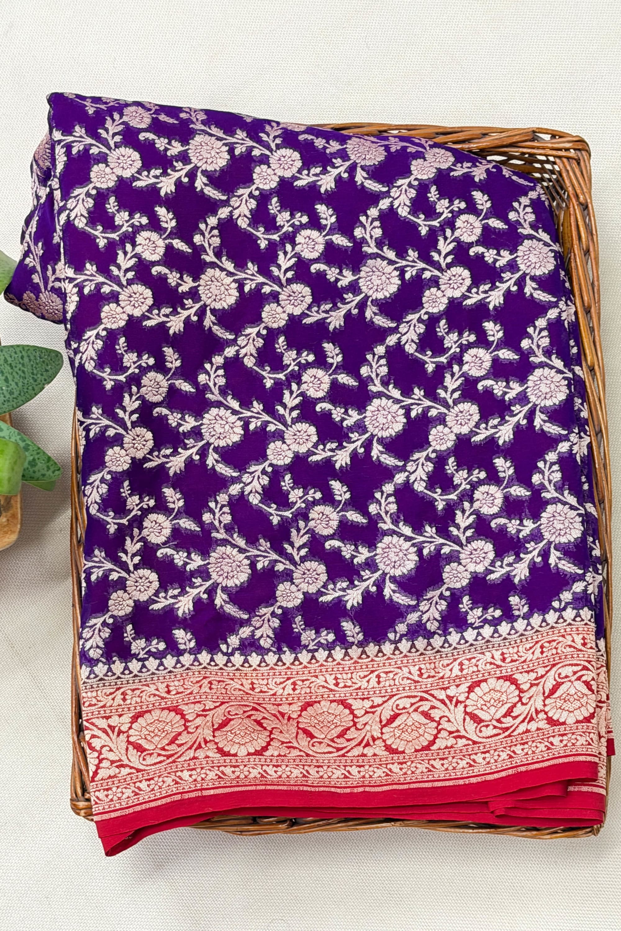 Purple Red Georgette Saree