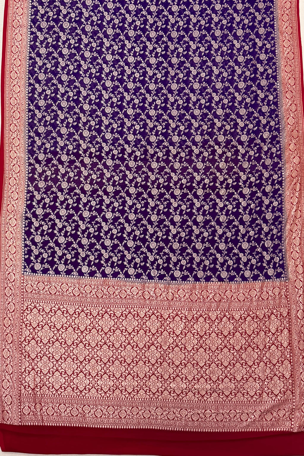 Purple Red Georgette Saree