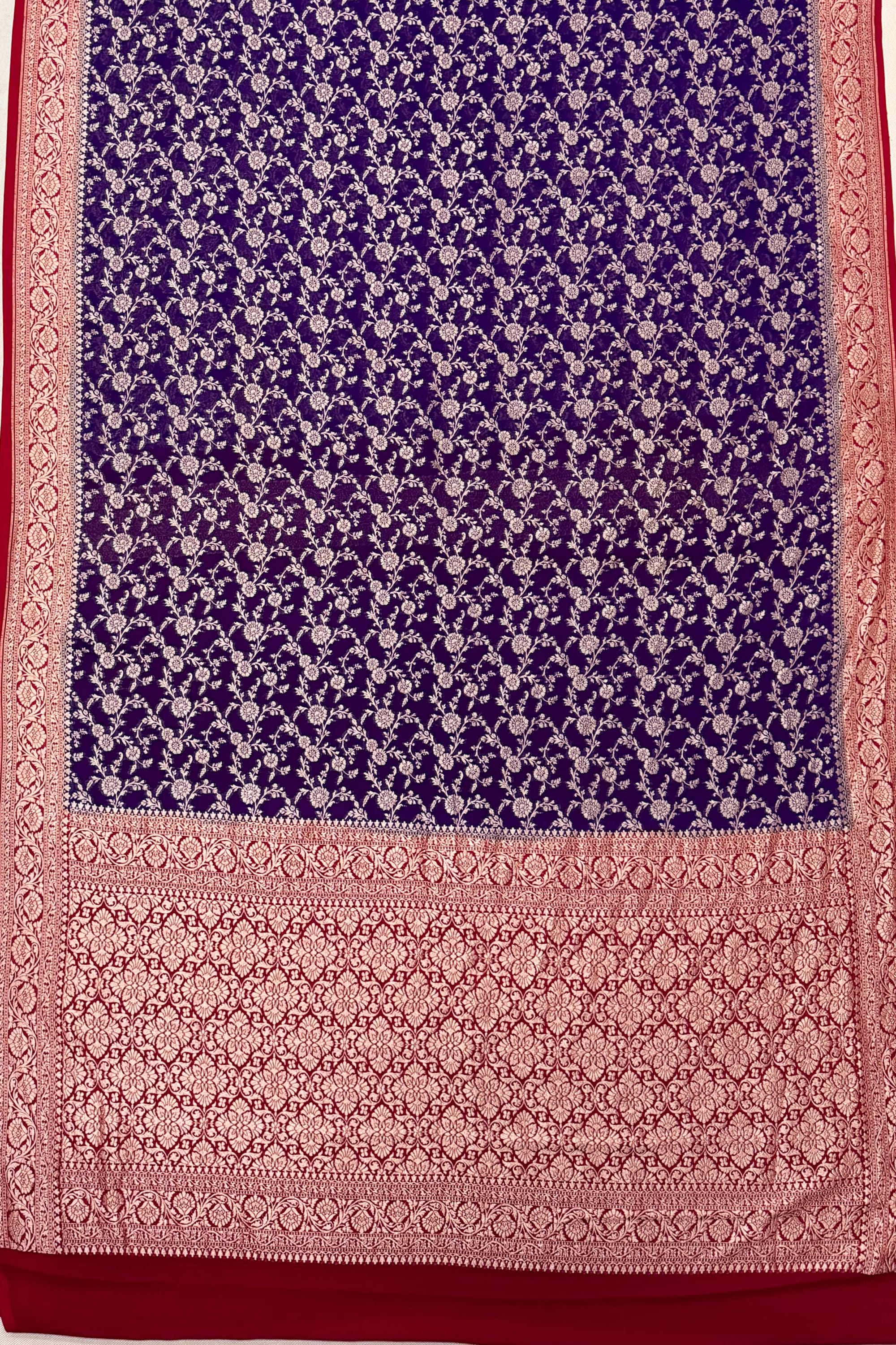 Purple Red Georgette Saree