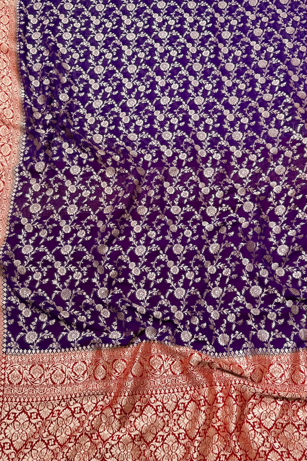 Purple Red Georgette Saree
