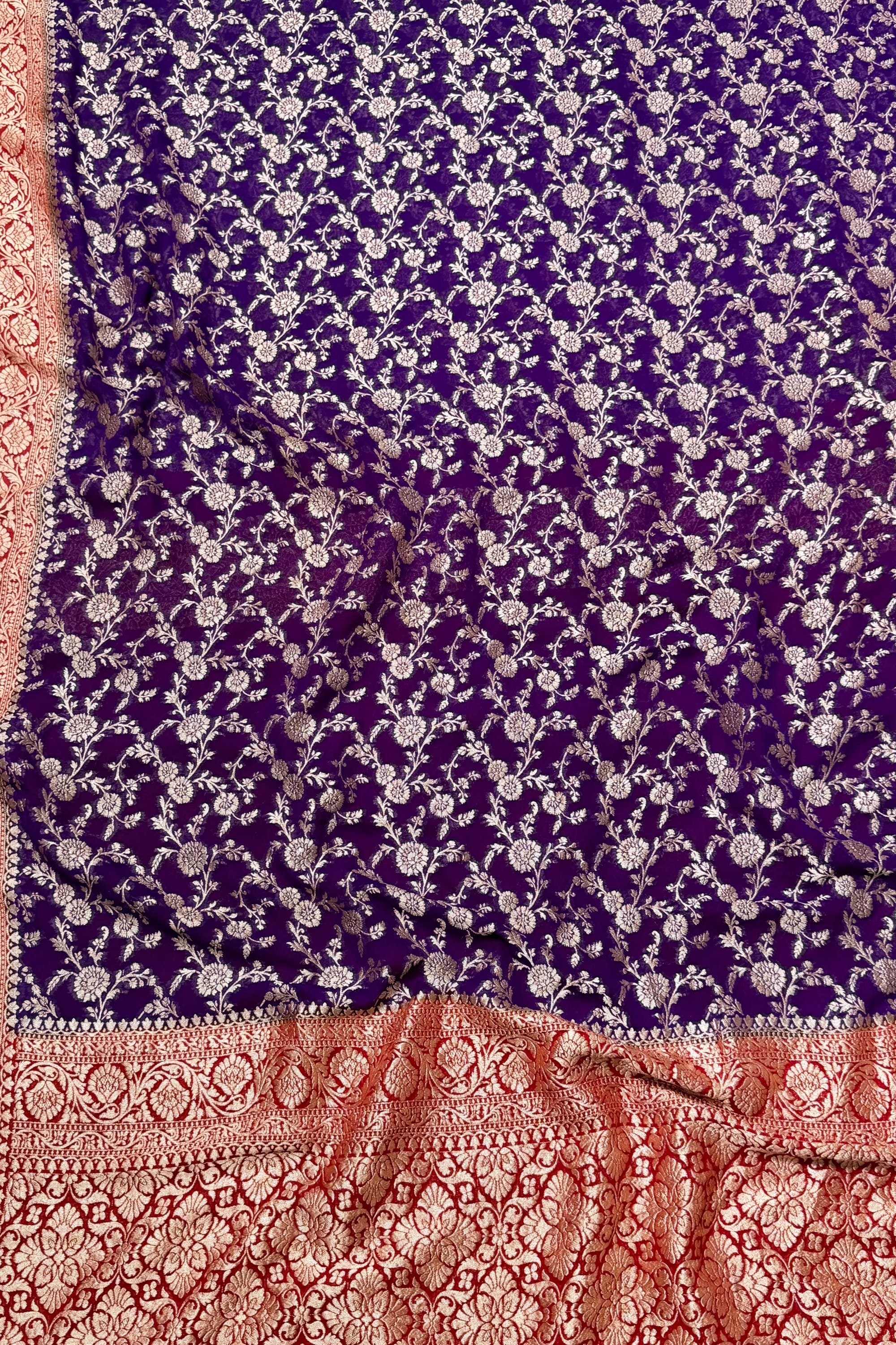 Purple Red Georgette Saree
