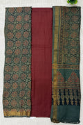 Green Silk Cotton Unstitched Suit Sets