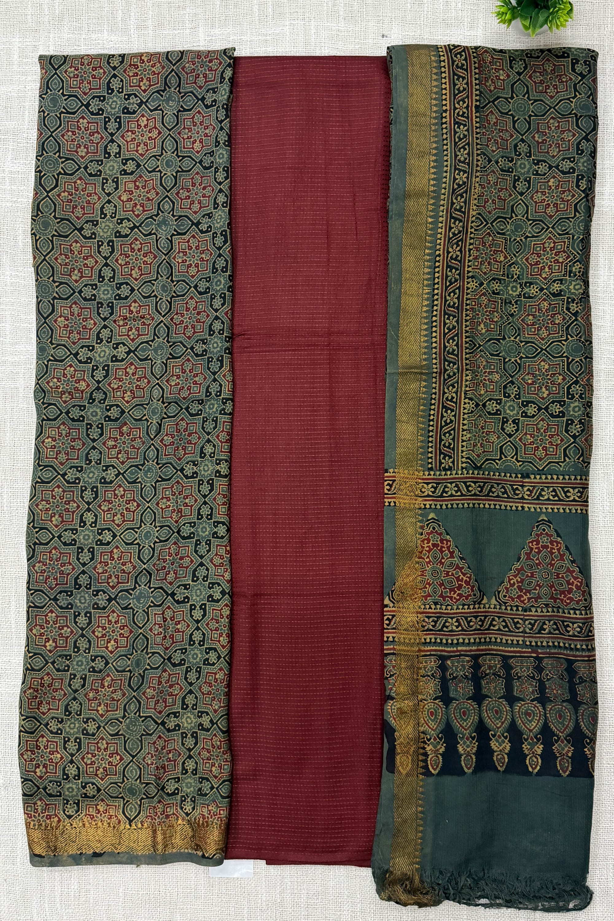 Green Silk Cotton Unstitched Suit Sets