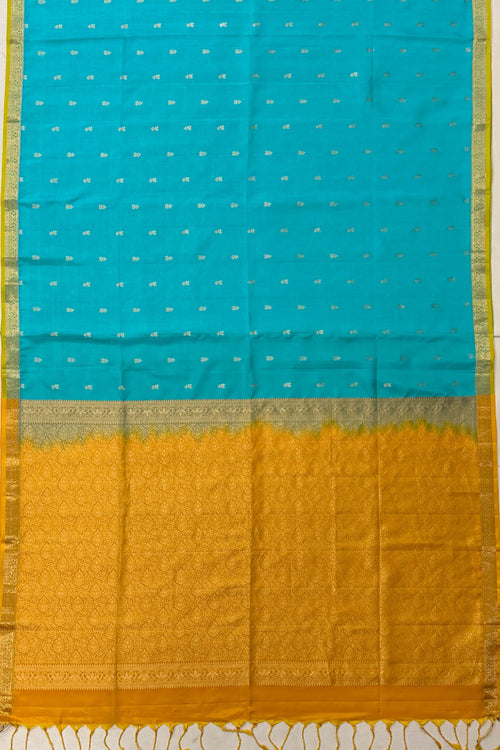 Blue and Yellow Silk Saree