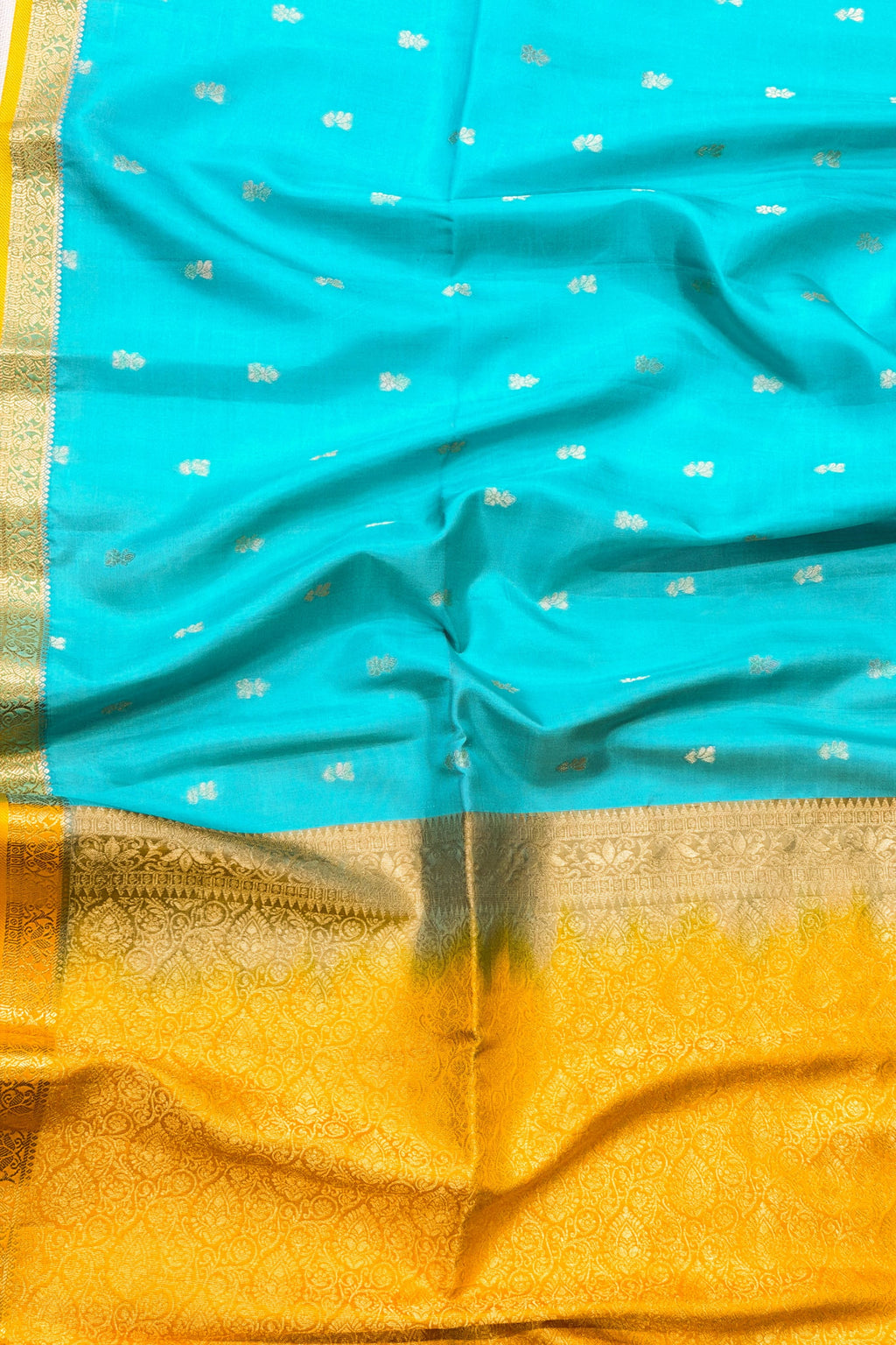 Blue and Yellow Silk Saree
