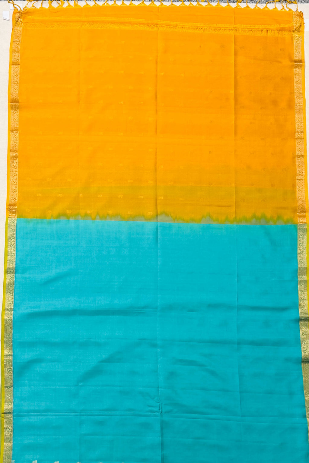 Blue and Yellow Silk Saree