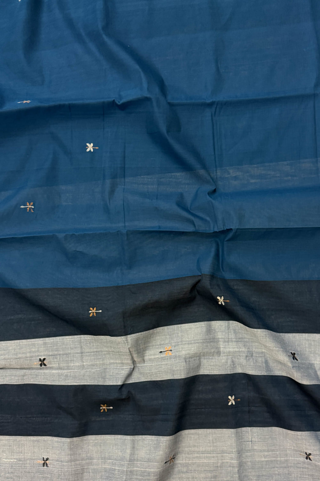 Grey Blue Khadi Saree