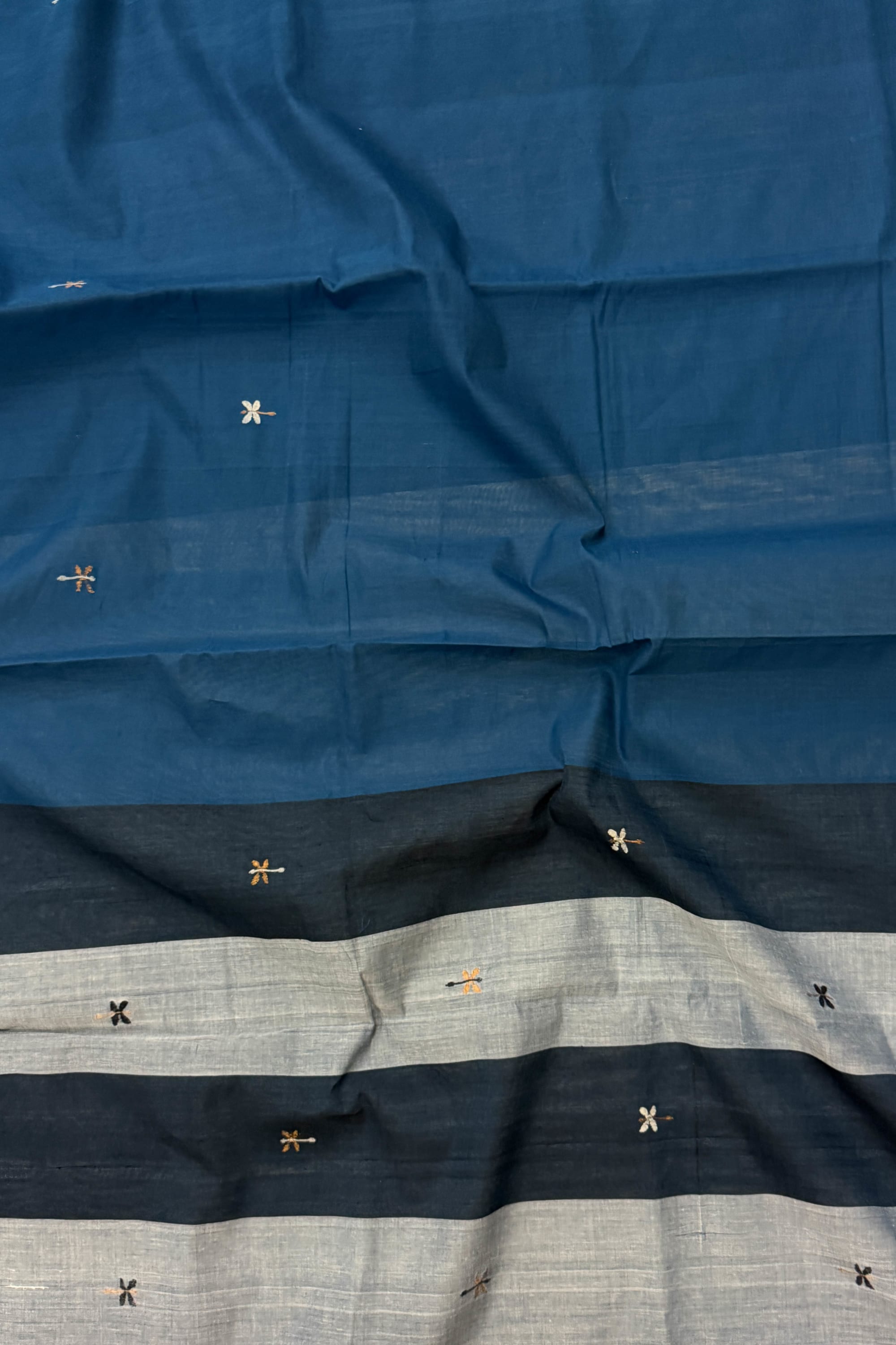 Grey Blue Khadi Saree