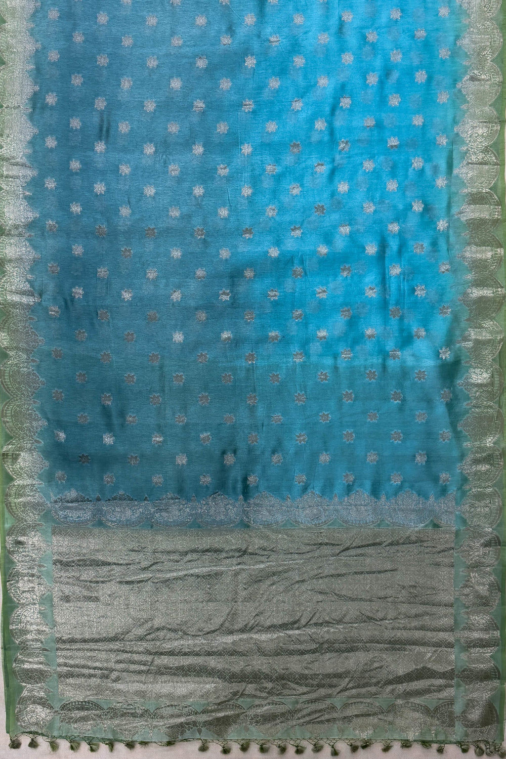 Blue Green Silk Saree