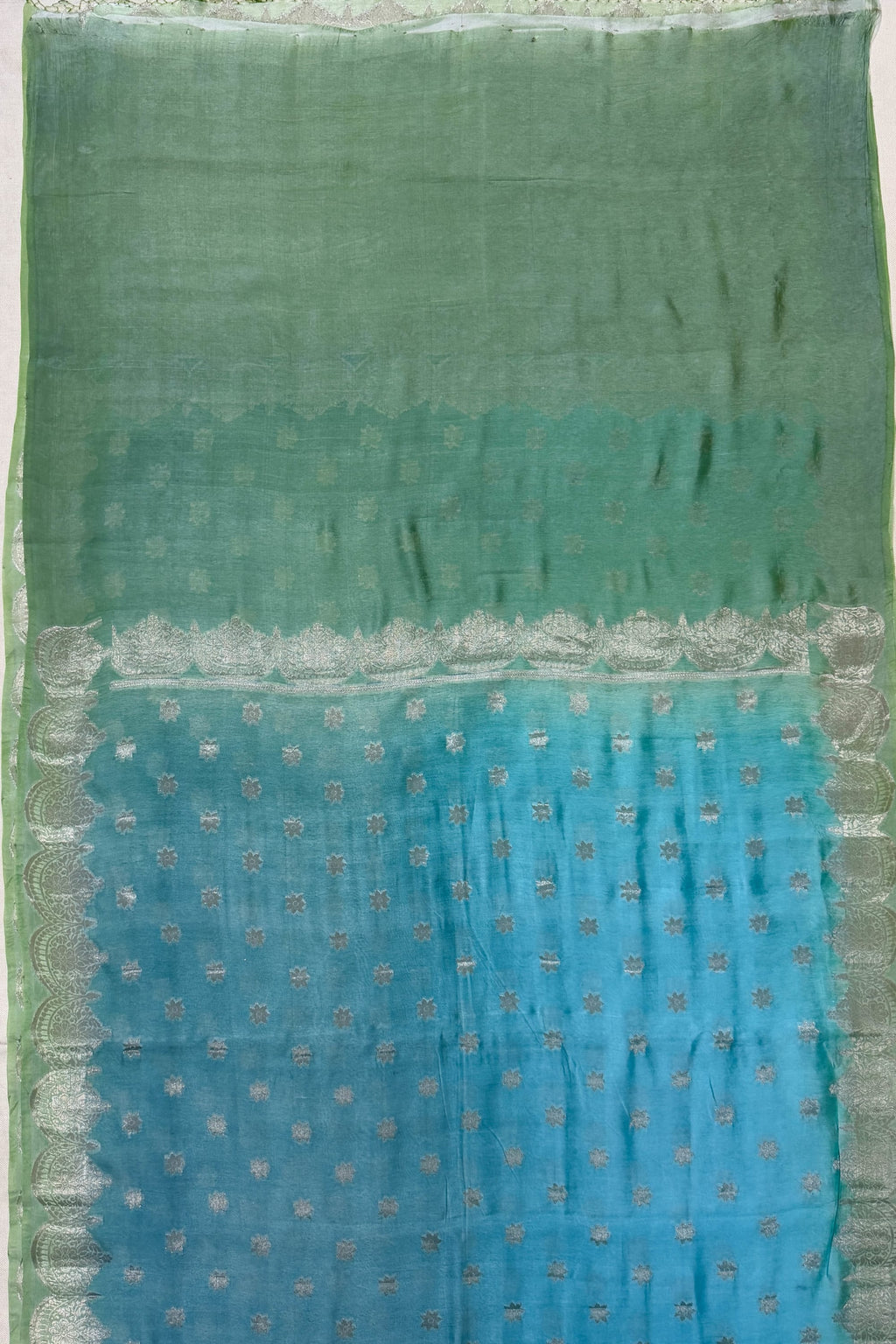 Blue Green Silk Saree