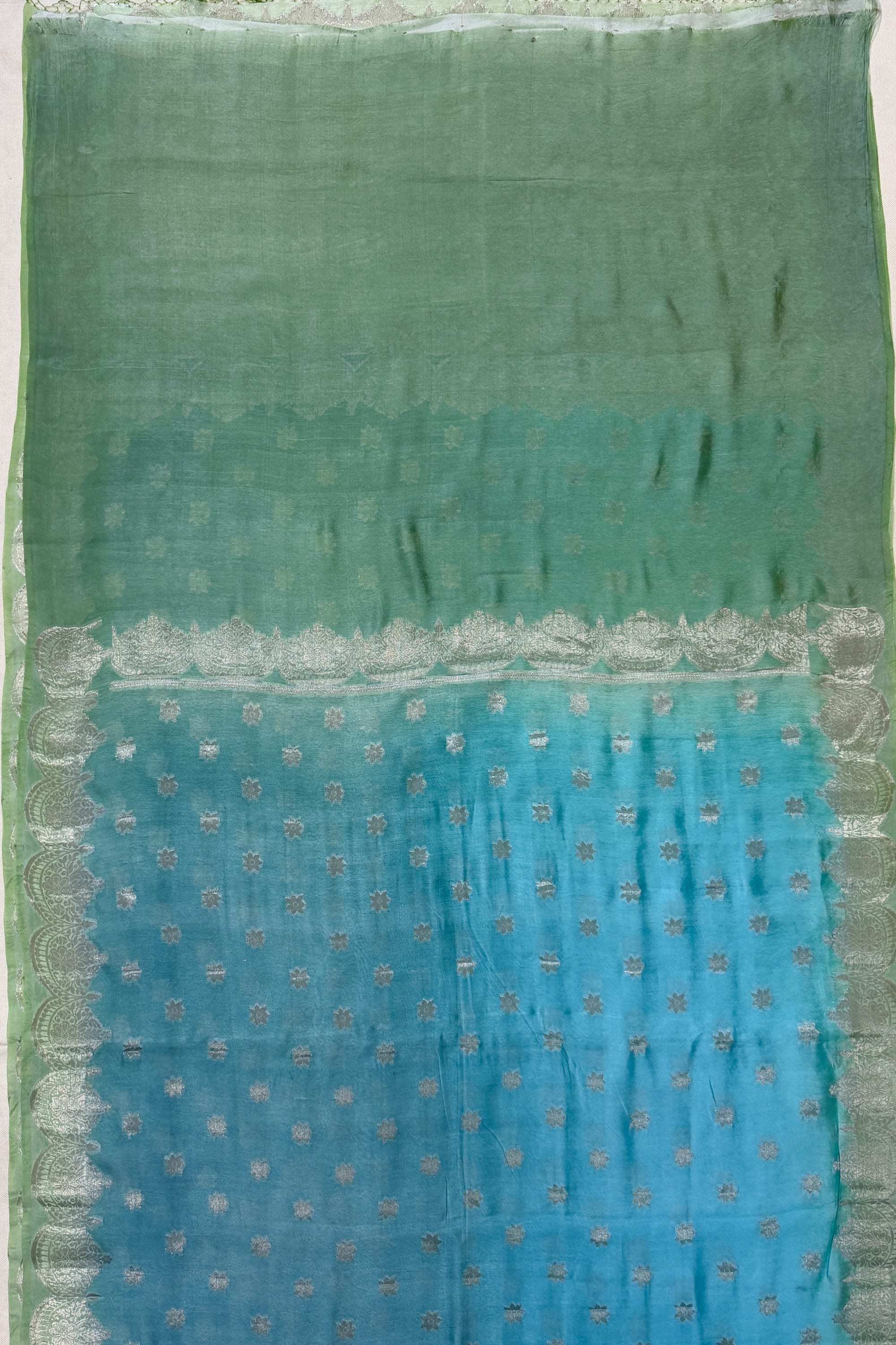 Blue Green Silk Saree