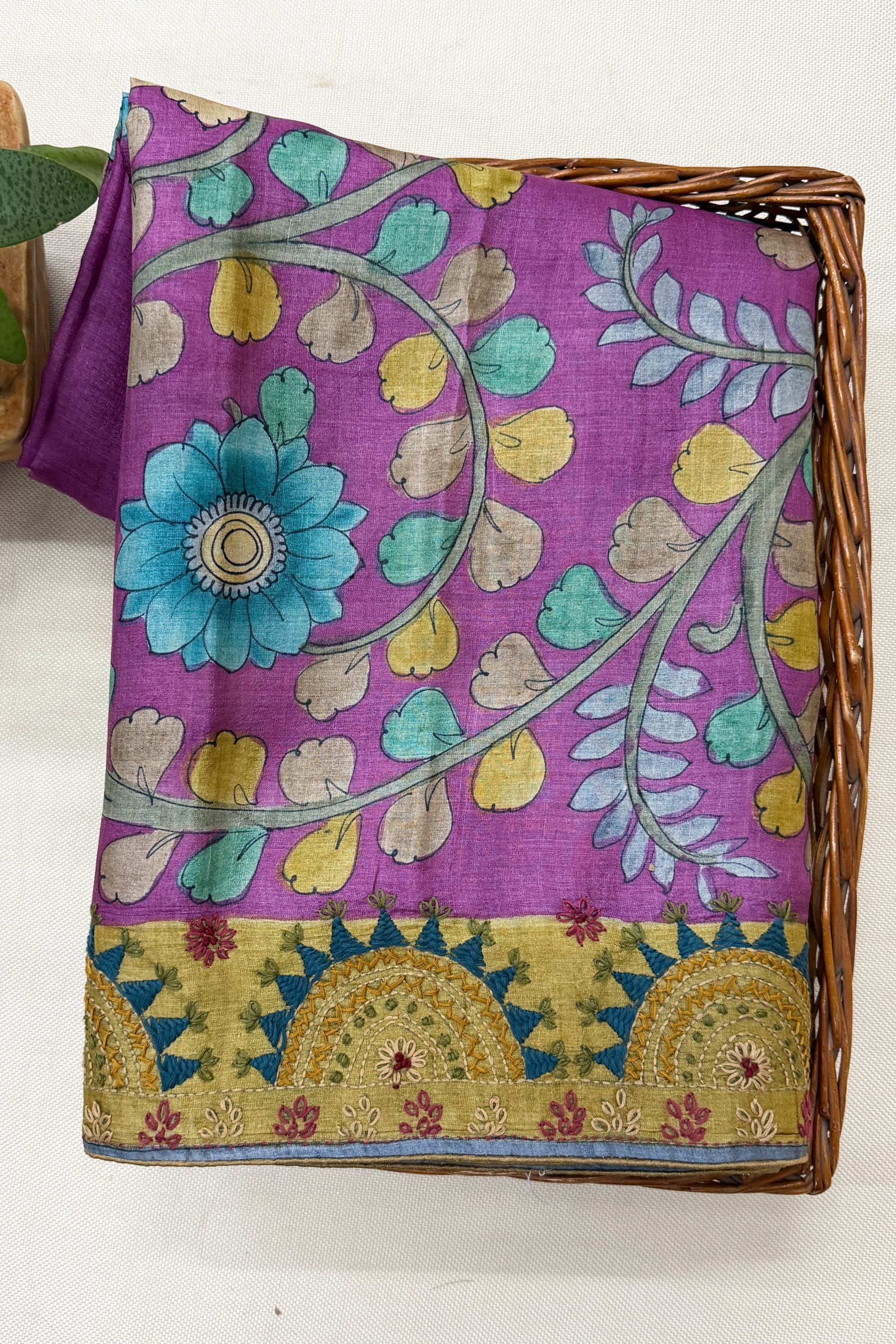 Lavender Tussar Silk Saree