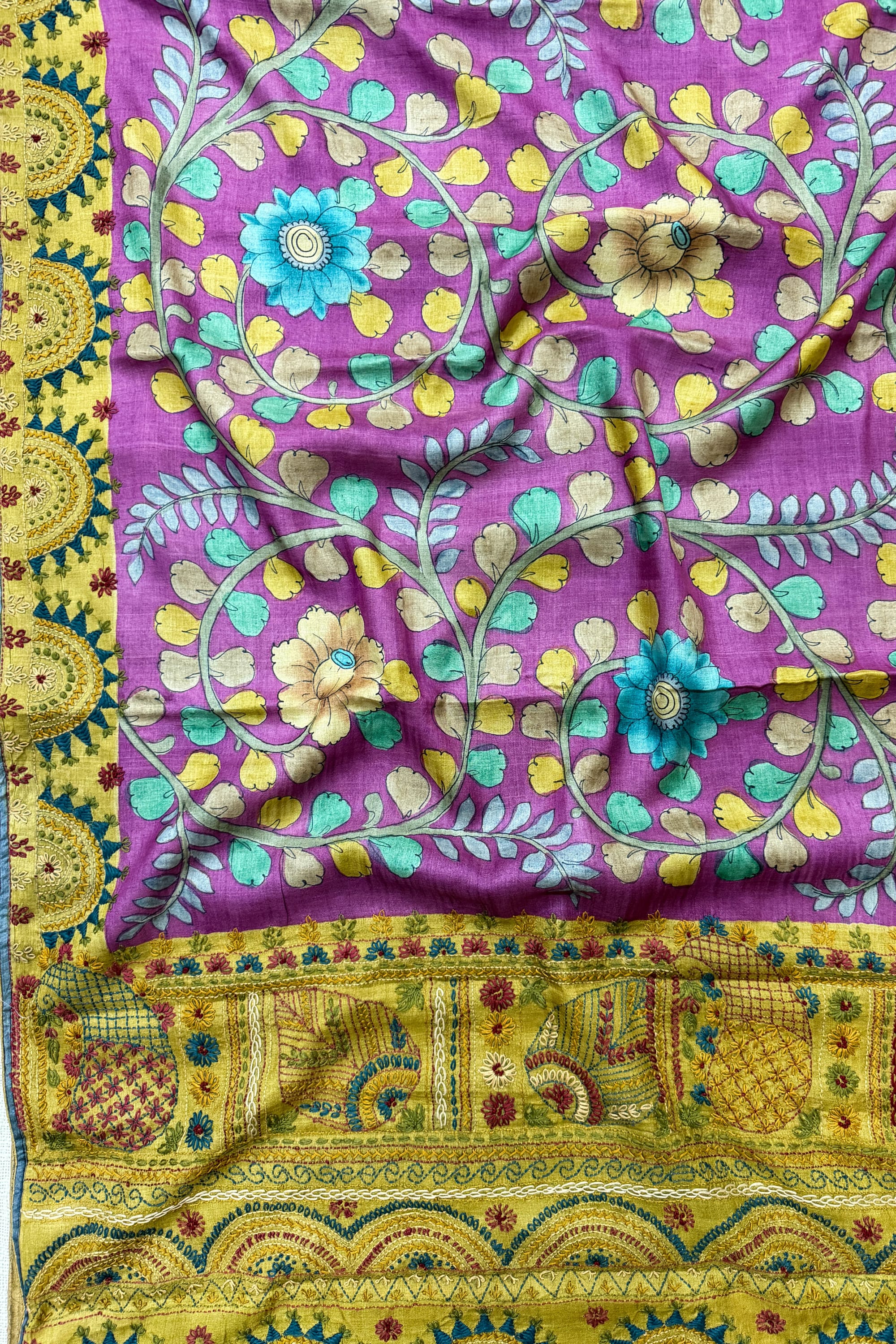 Lavender Tussar Silk Saree