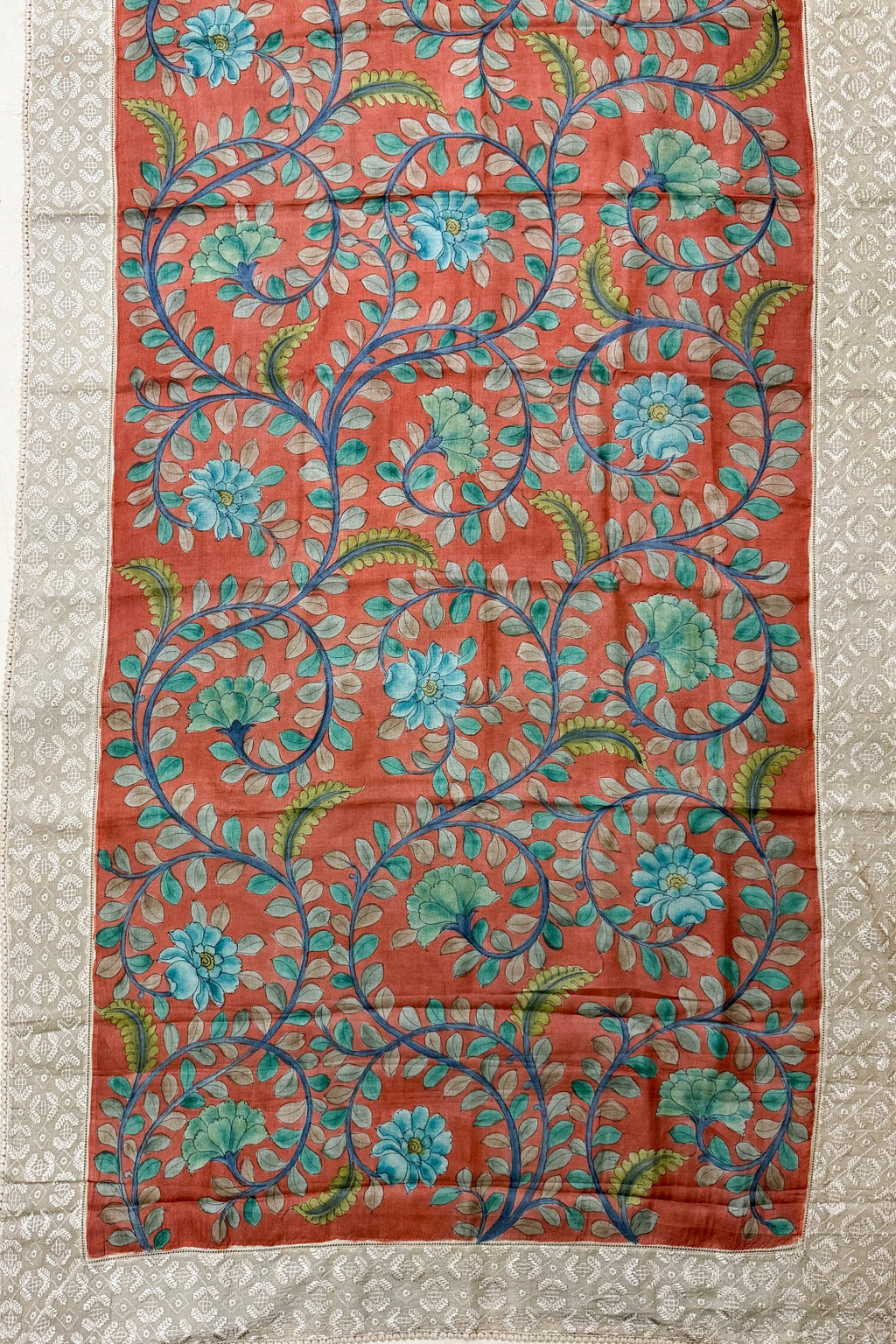 Rust Orange Tussar Silk Saree