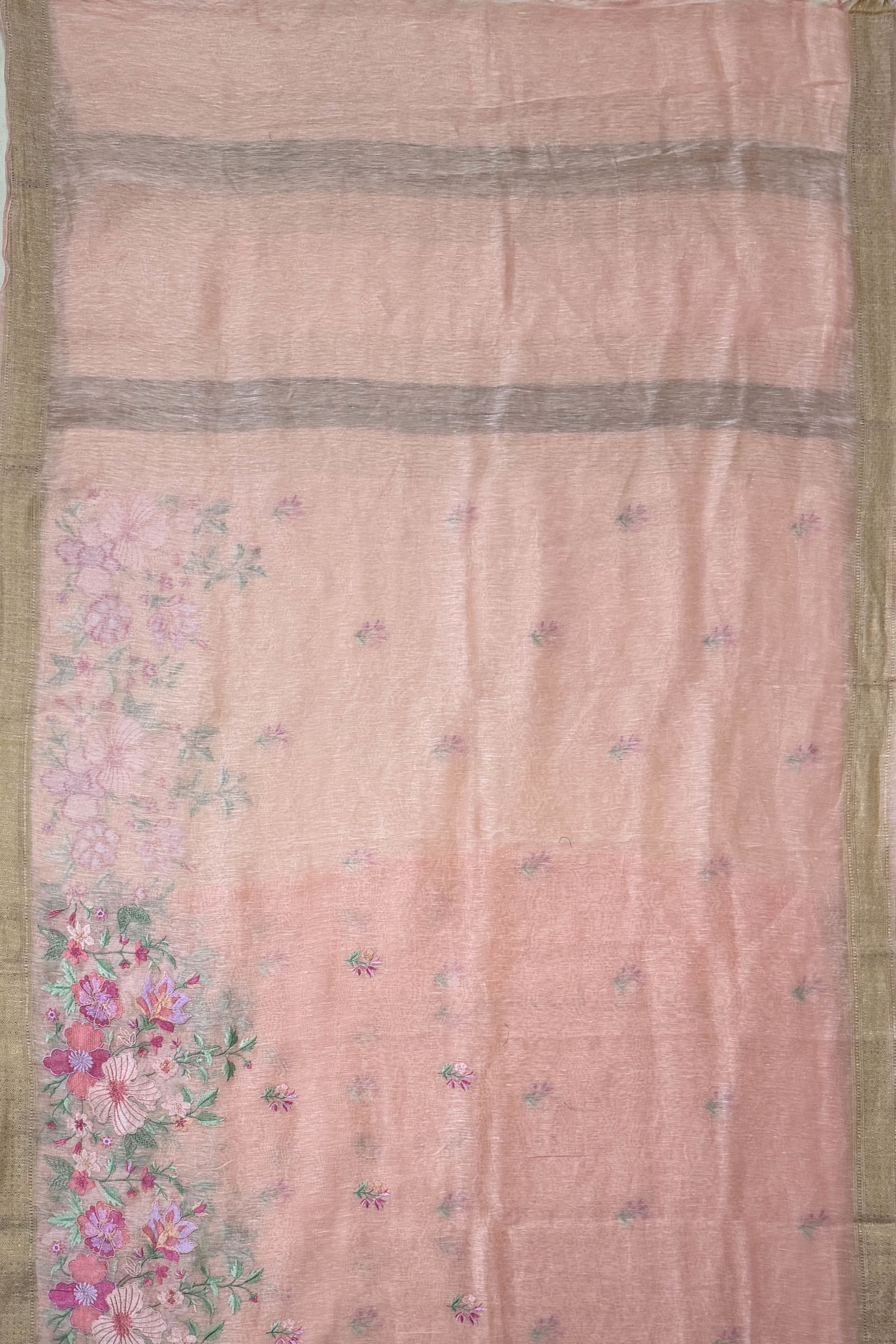 Peach Linen Saree