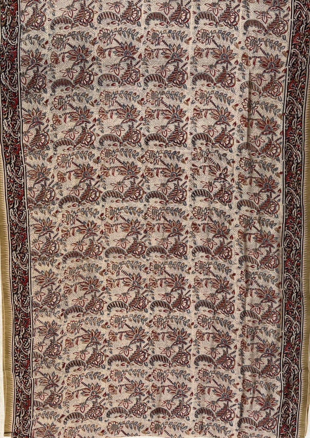 Biege Chanderi Block Print Saree