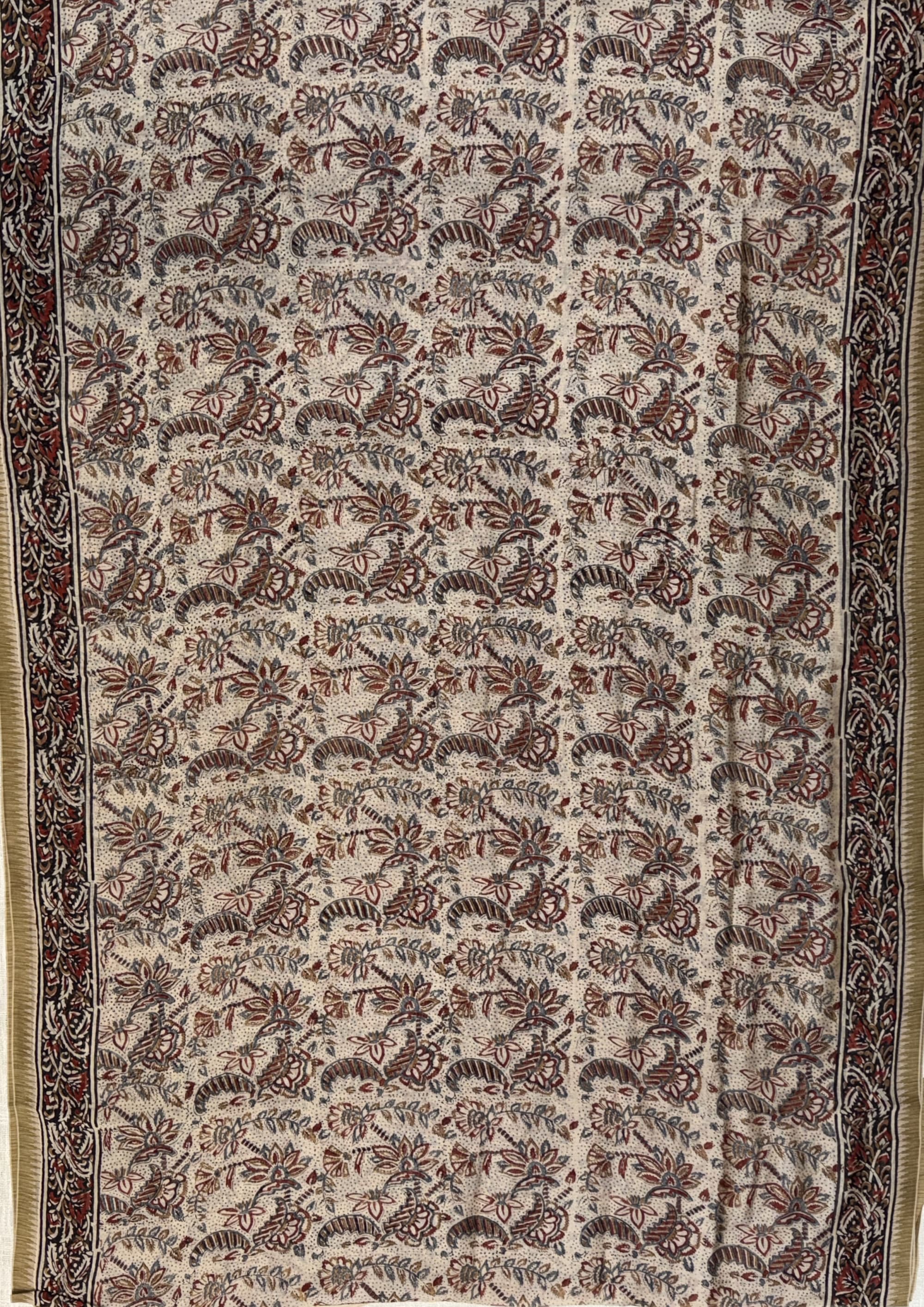 Biege Chanderi Block Print Saree