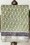 Mint Green White Silk Cotton Saree