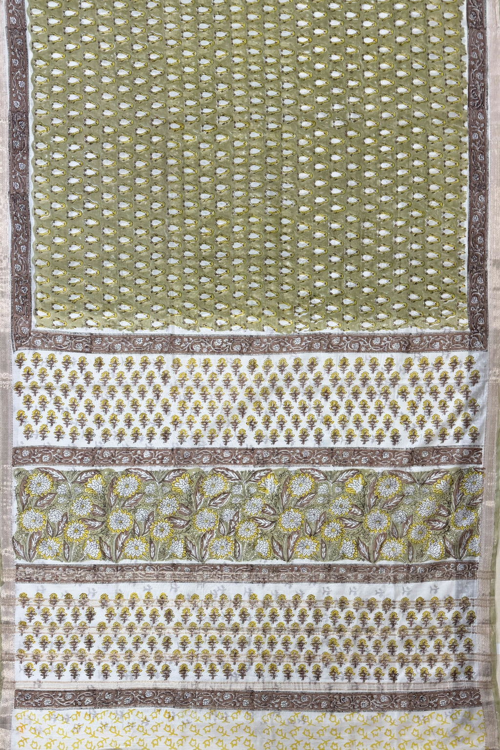 Mint Green White Silk Cotton Saree
