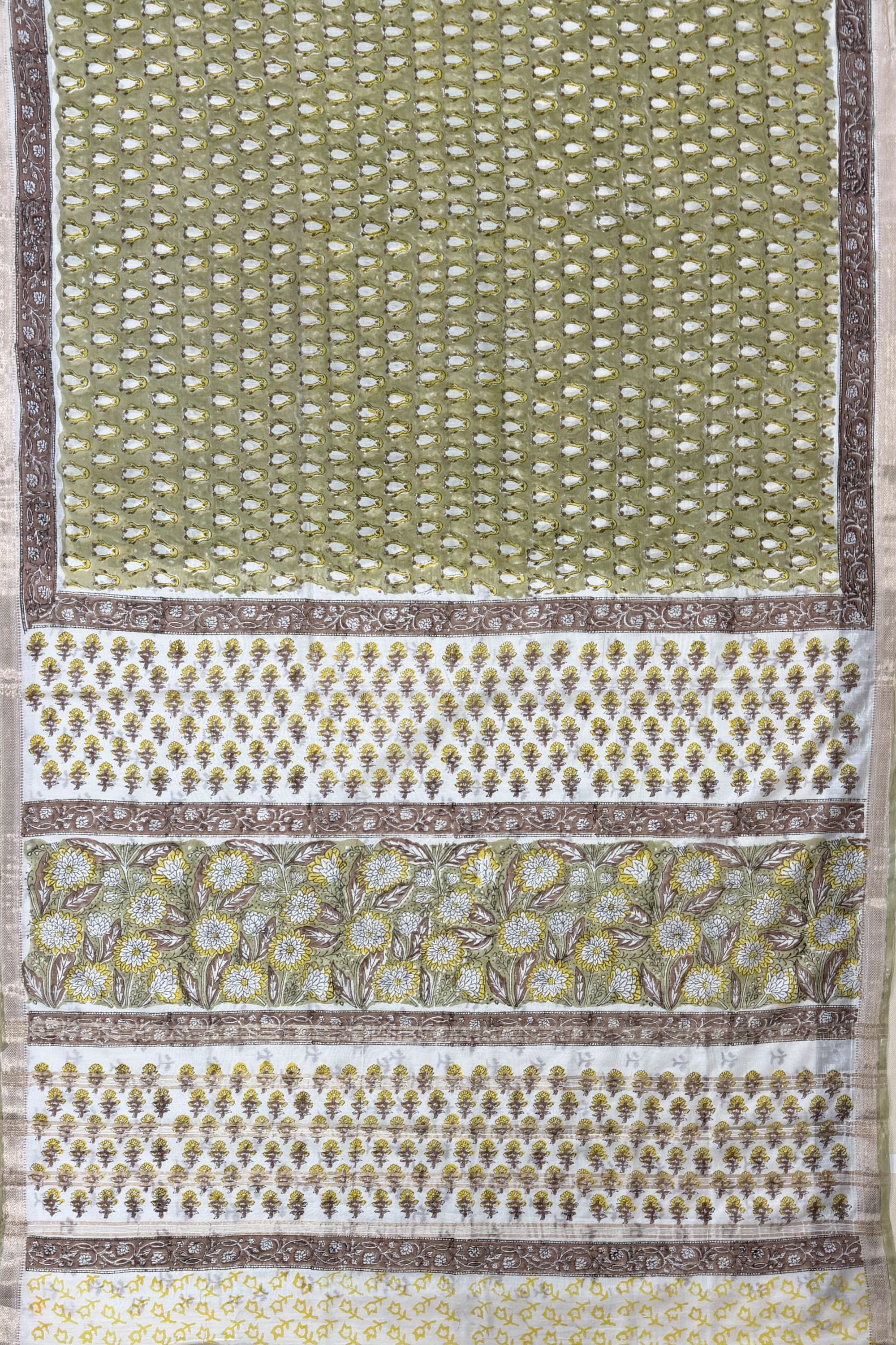 Mint Green White Silk Cotton Saree
