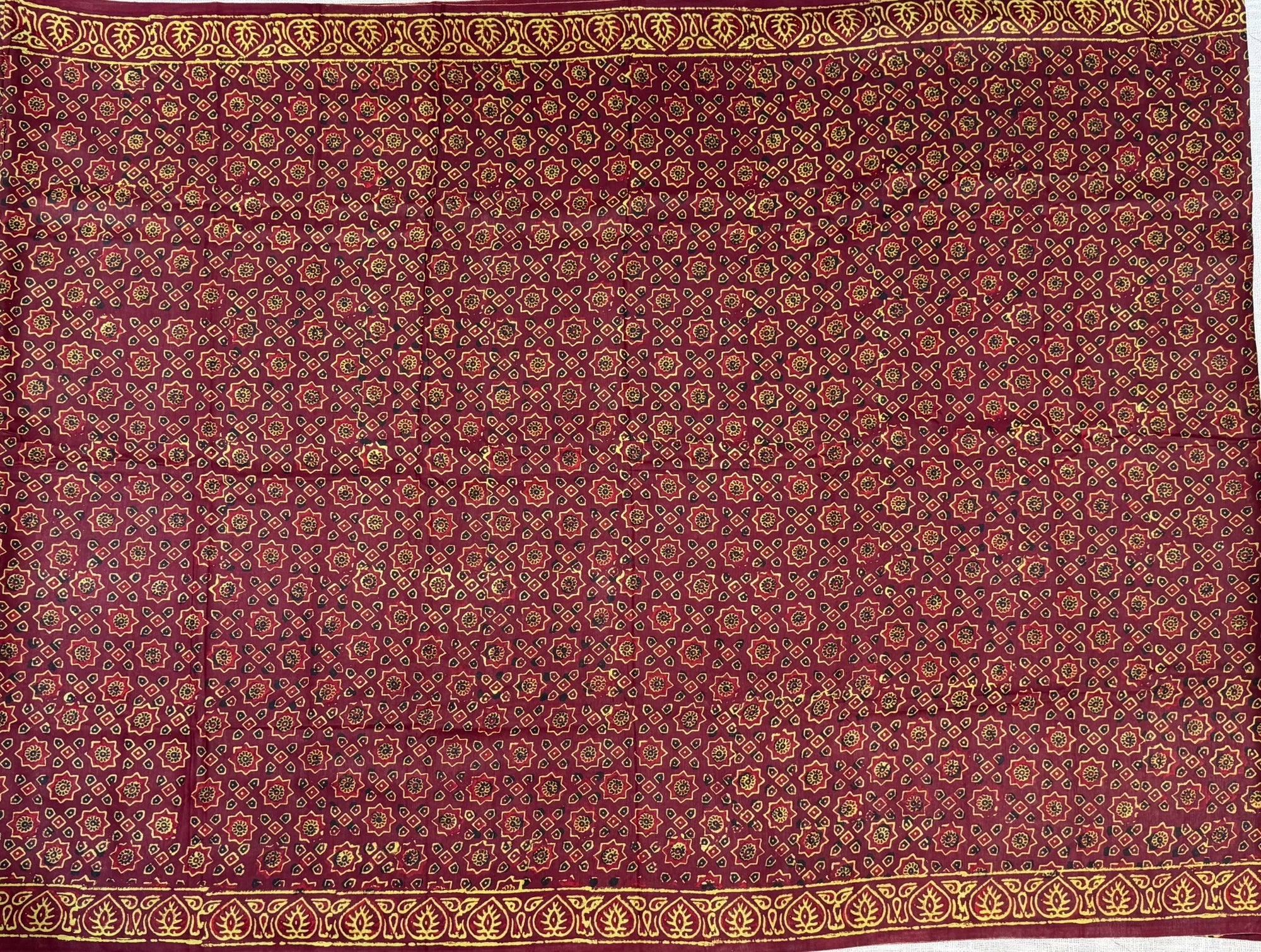 Red Muslin Ajrakh Saree