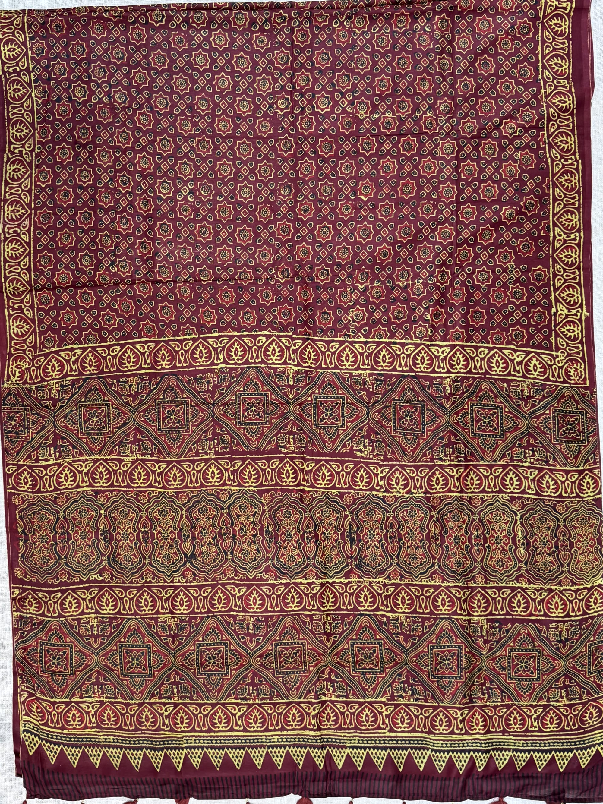 Red Muslin Ajrakh Saree