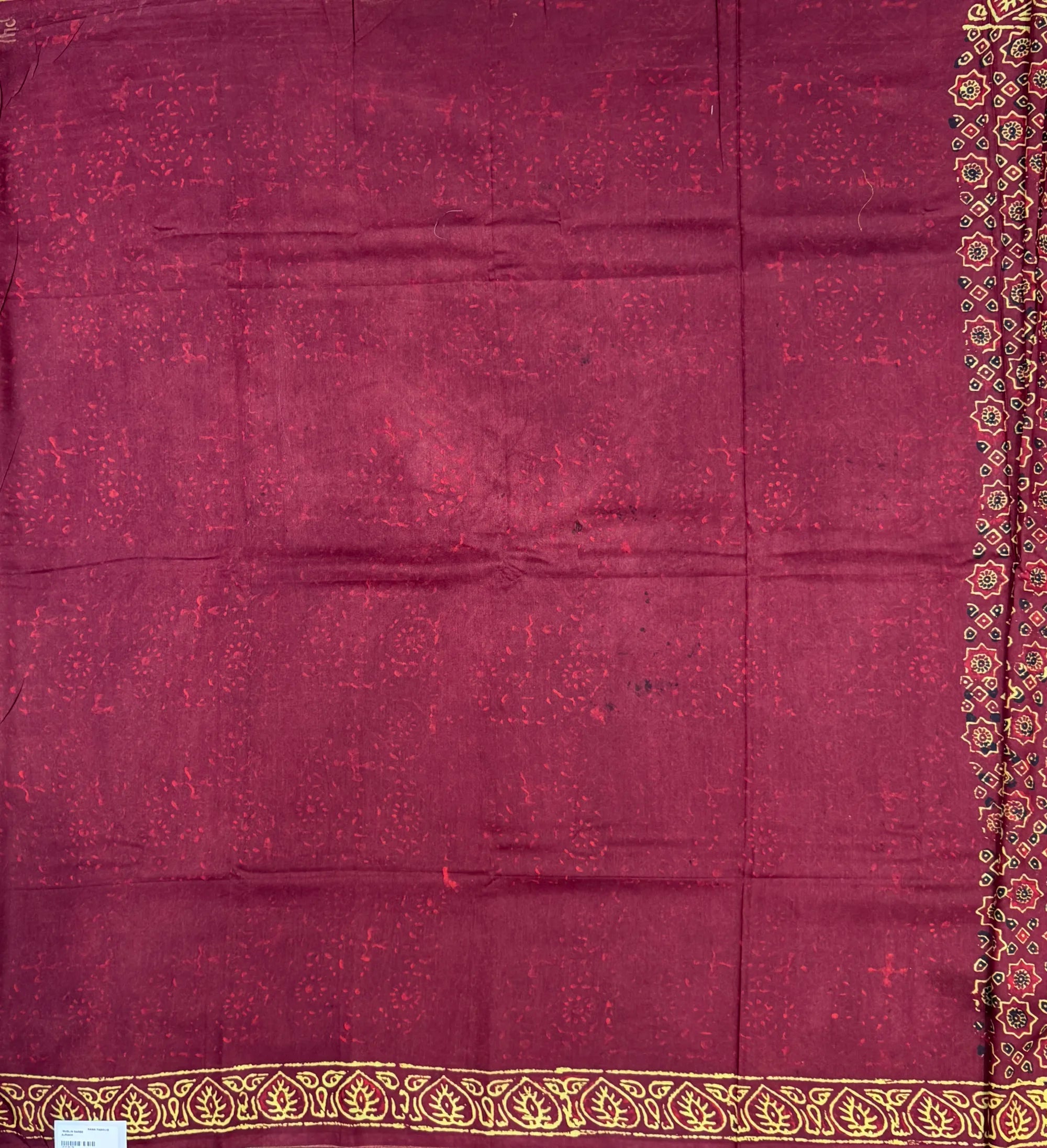 Red Muslin Ajrakh Saree