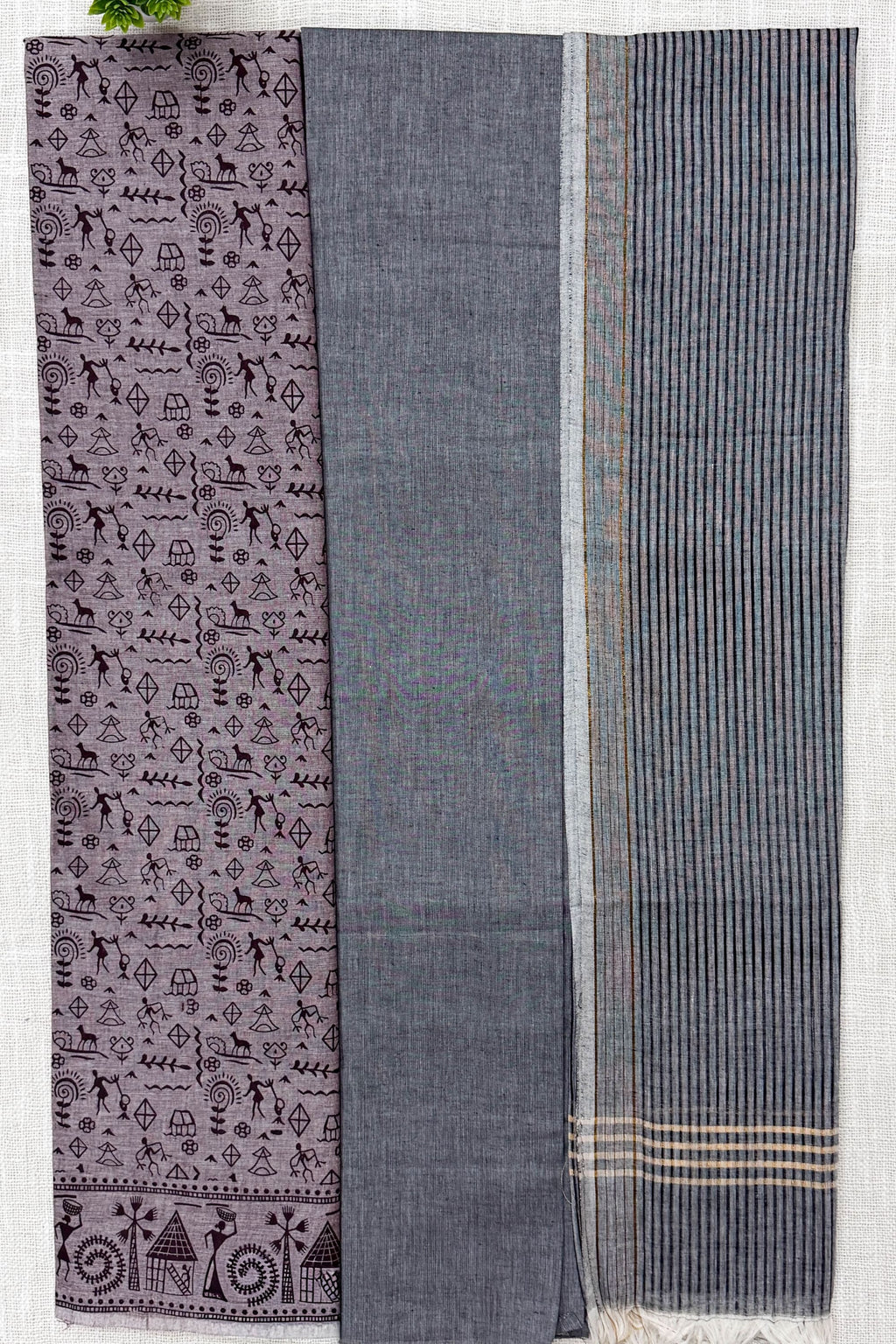 Black ,Brown ,Grey Cotton Unstitched Suit