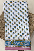 Blue Mustard Yellow Pink White Cotton Saree