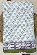 Blue Brown Green White Cotton Saree