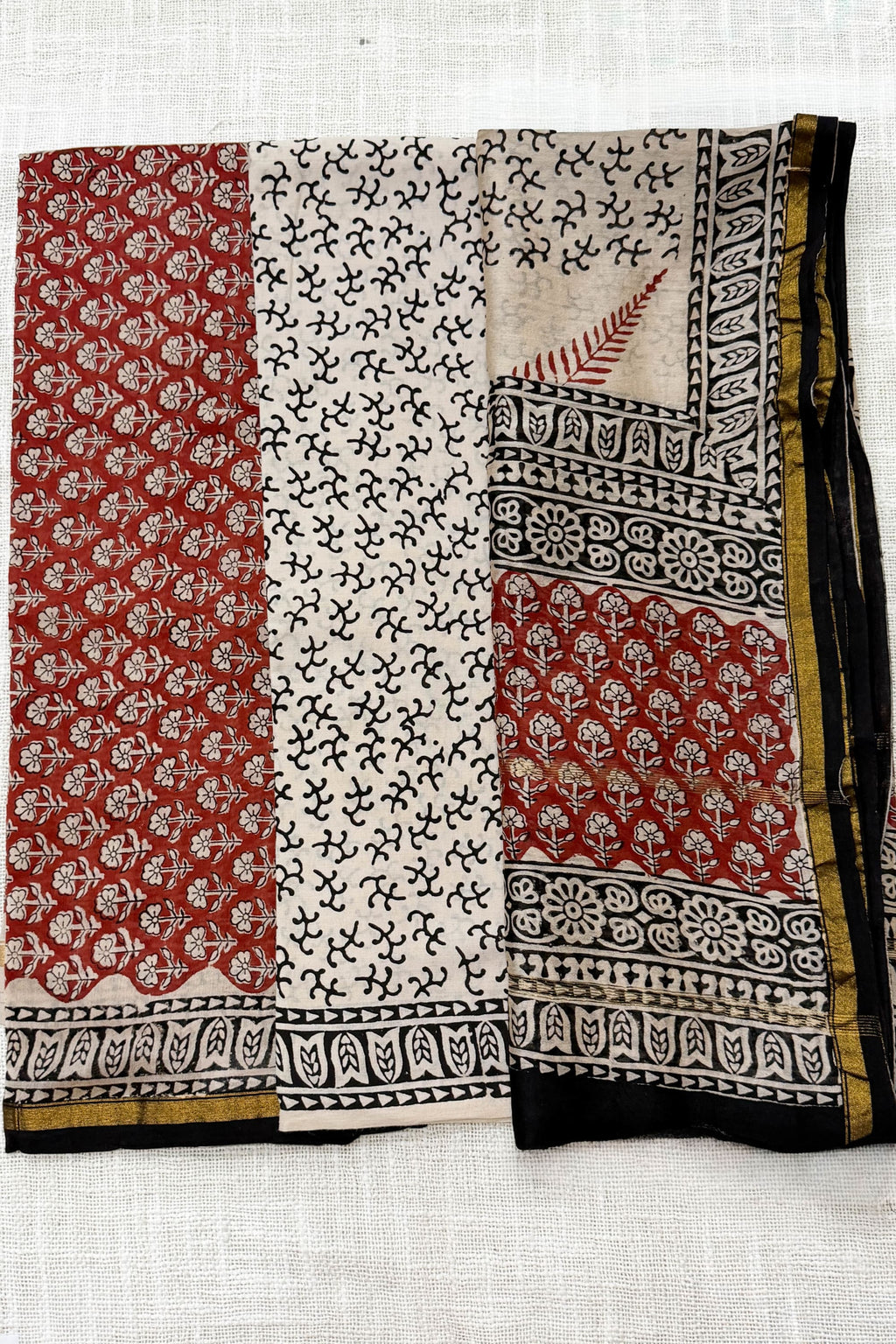 Black Ivory Rust Orange Pure Silk Unstitched Suit