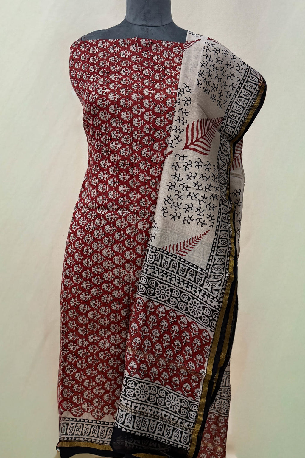Black Ivory Rust Orange Pure Silk Unstitched Suit