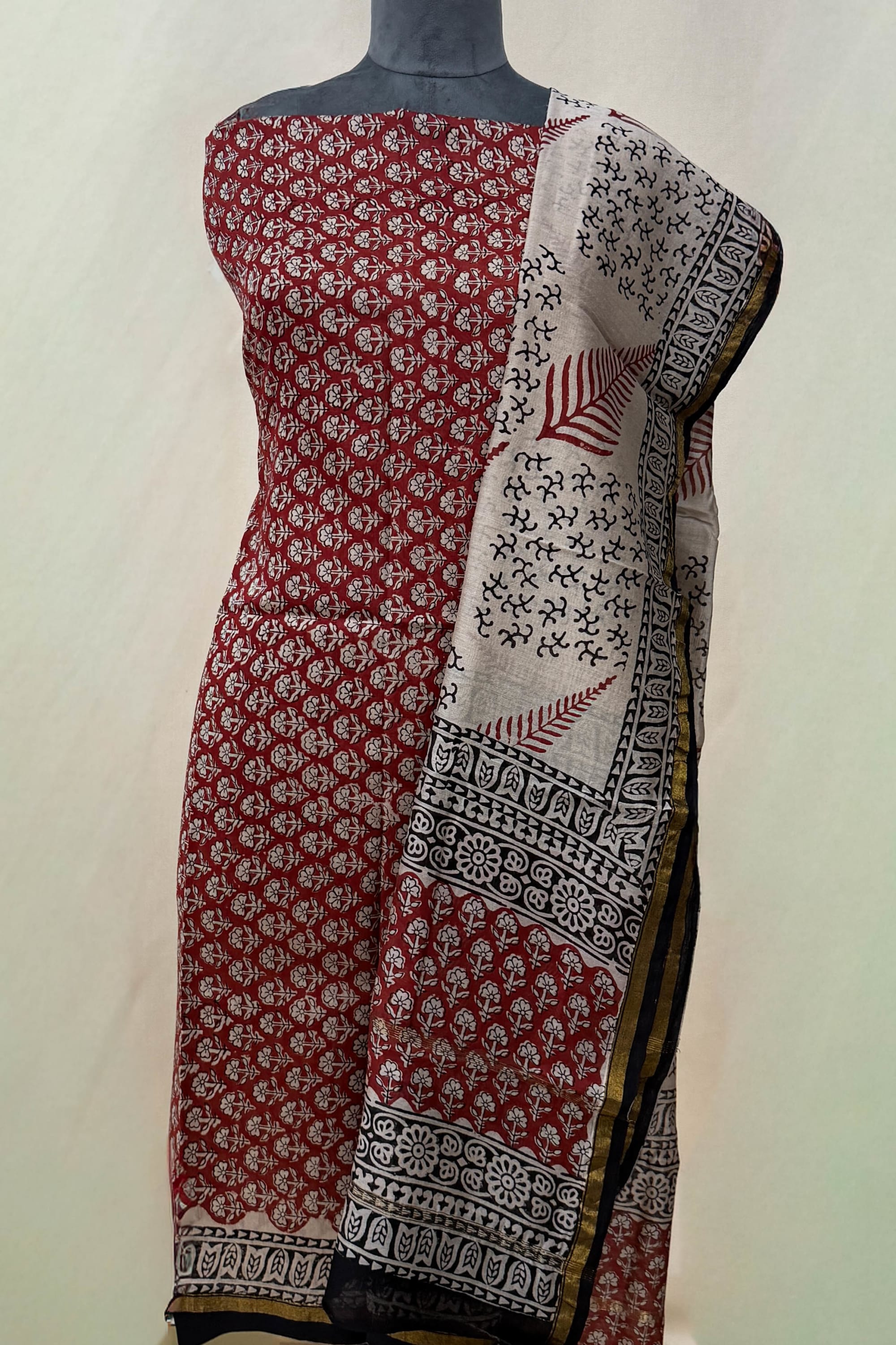 Black Ivory Rust Orange Pure Silk Unstitched Suit