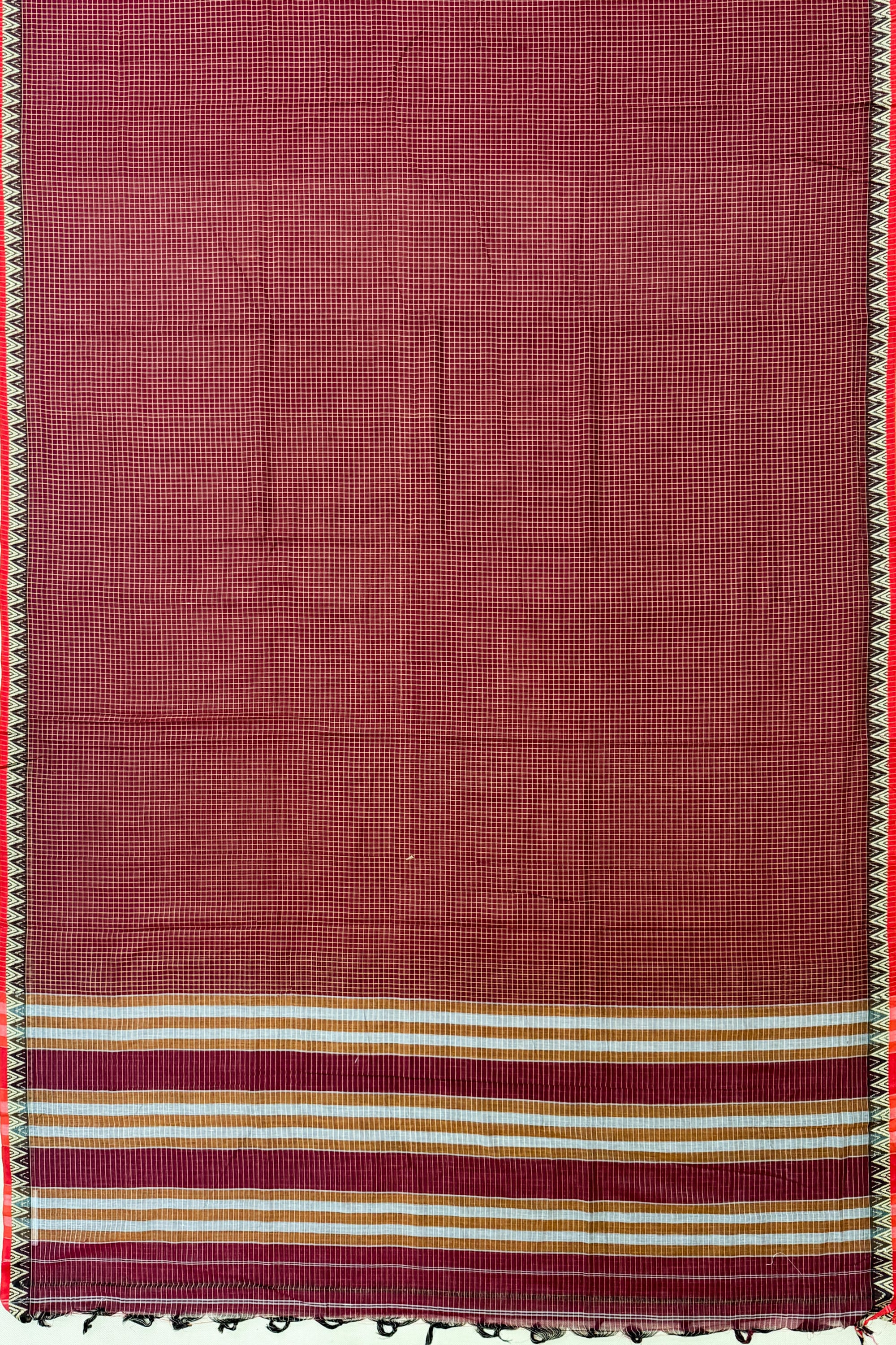 Maroon Cotton Saree
