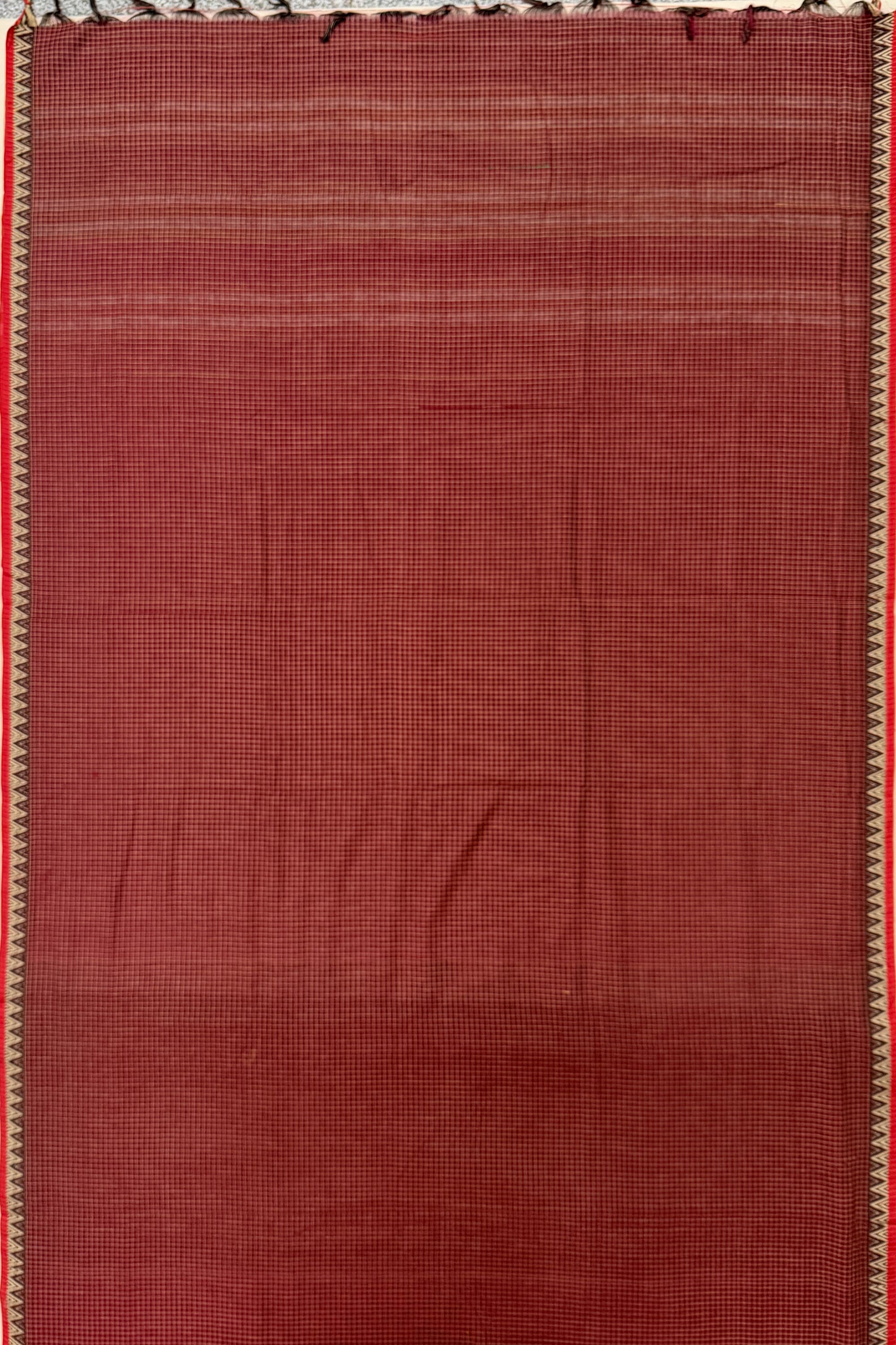 Maroon Cotton Saree