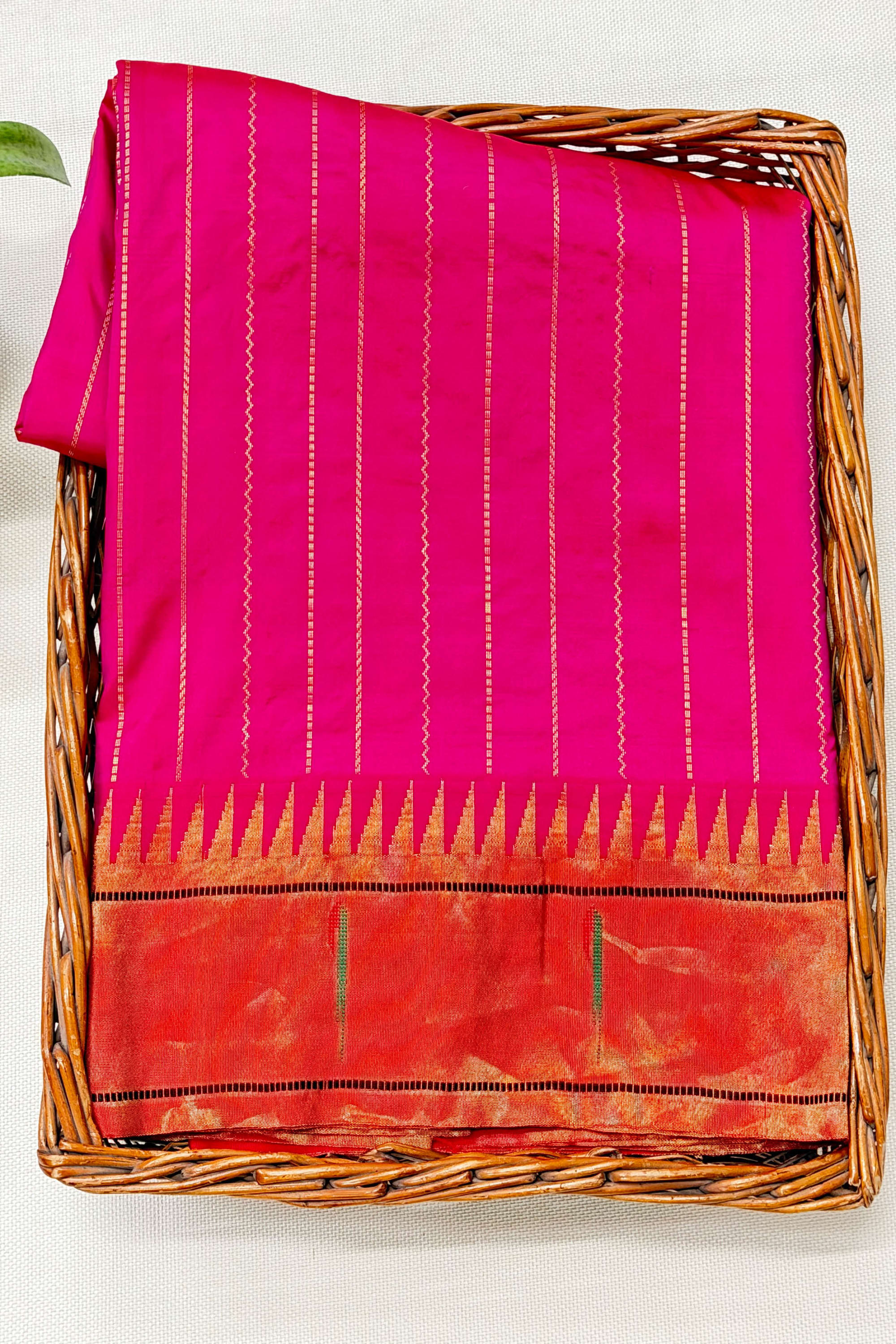 Red Pink Narayanpet Silk Saree