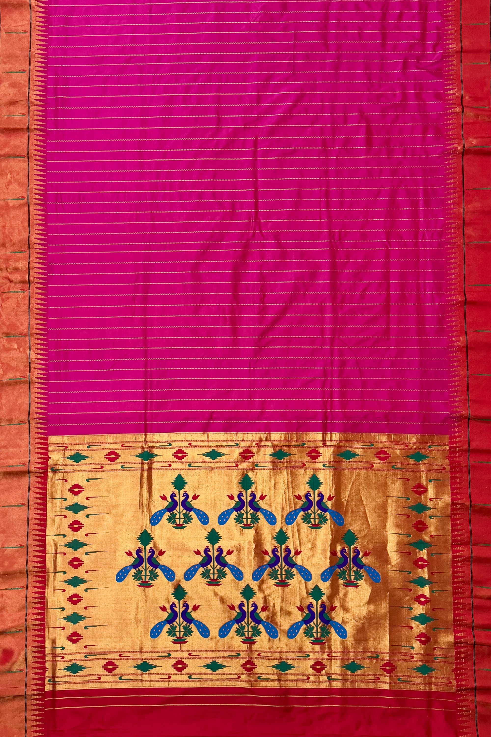 Red Pink Narayanpet Silk Saree