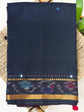Black and Maroon Cotton Saree