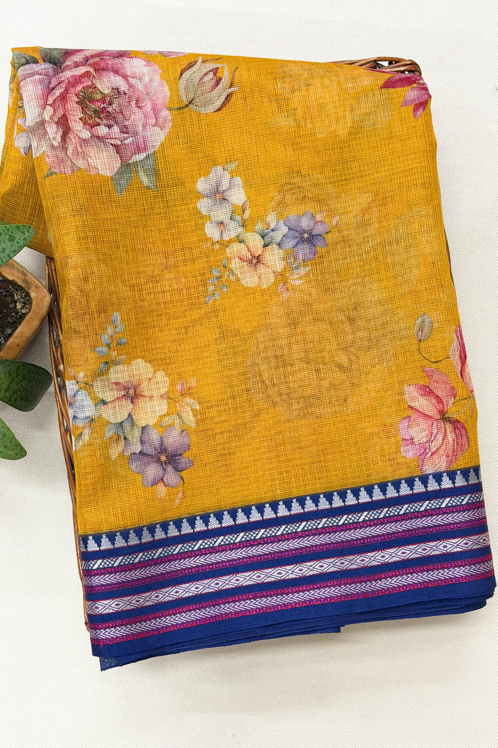 Yellow Silk Cotton Saree