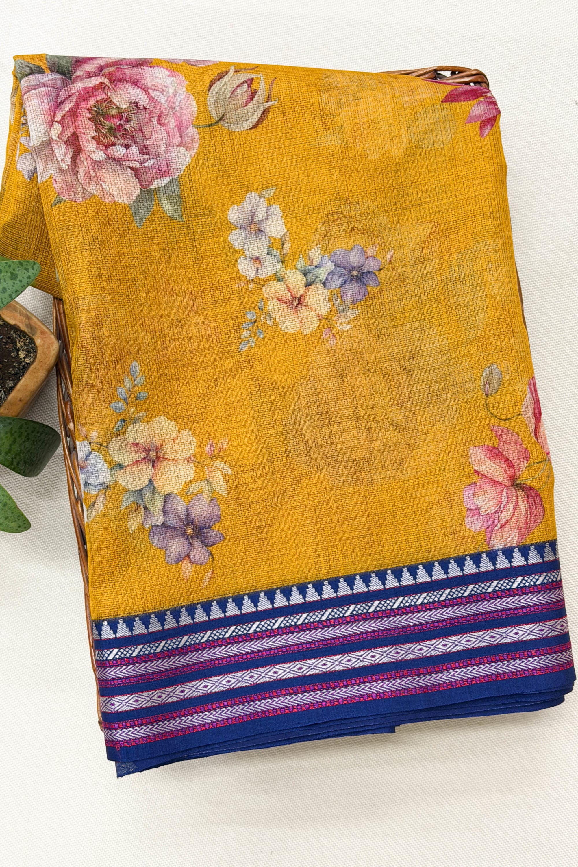 Yellow Silk Cotton Saree