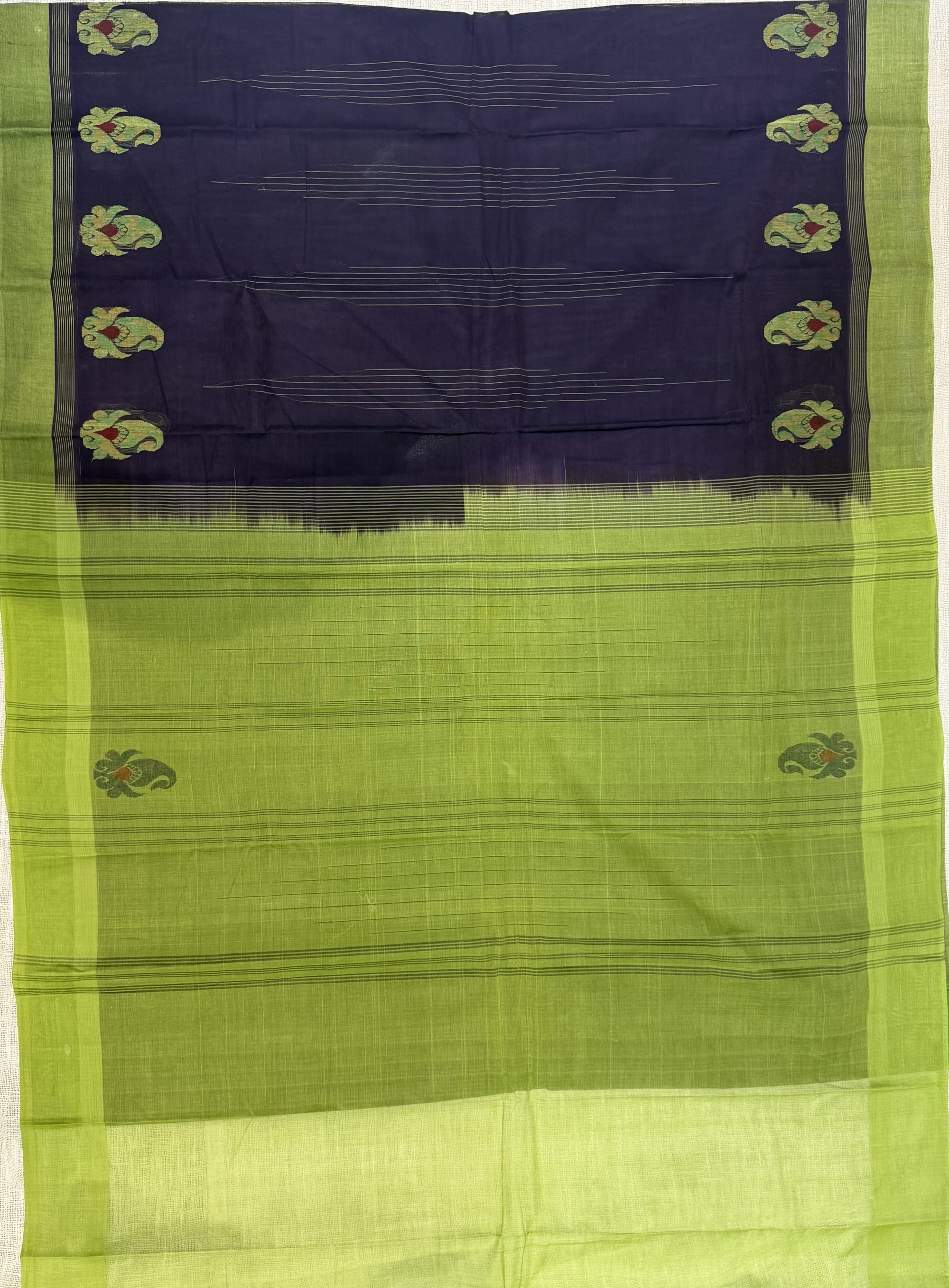 Green Navy Blue Kanchi Cotton Saree