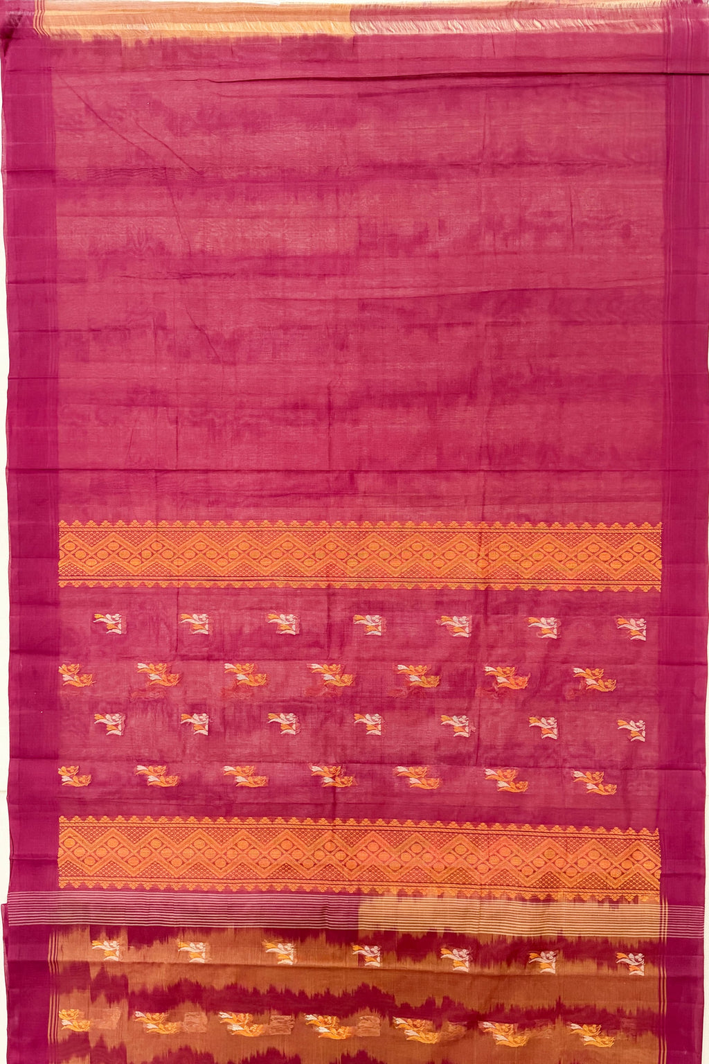Beige Maroon Cotton Saree