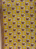 Mustard Yellow Brown Kalamkari Cotton Saree