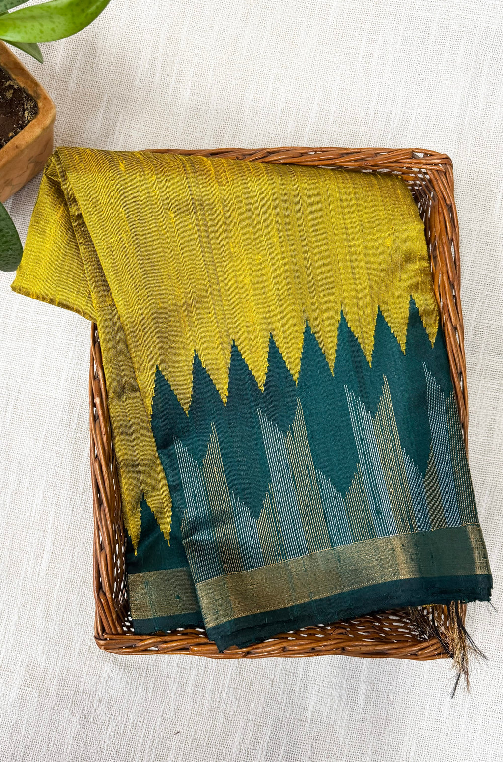 Mustard Yellow Silk Saree