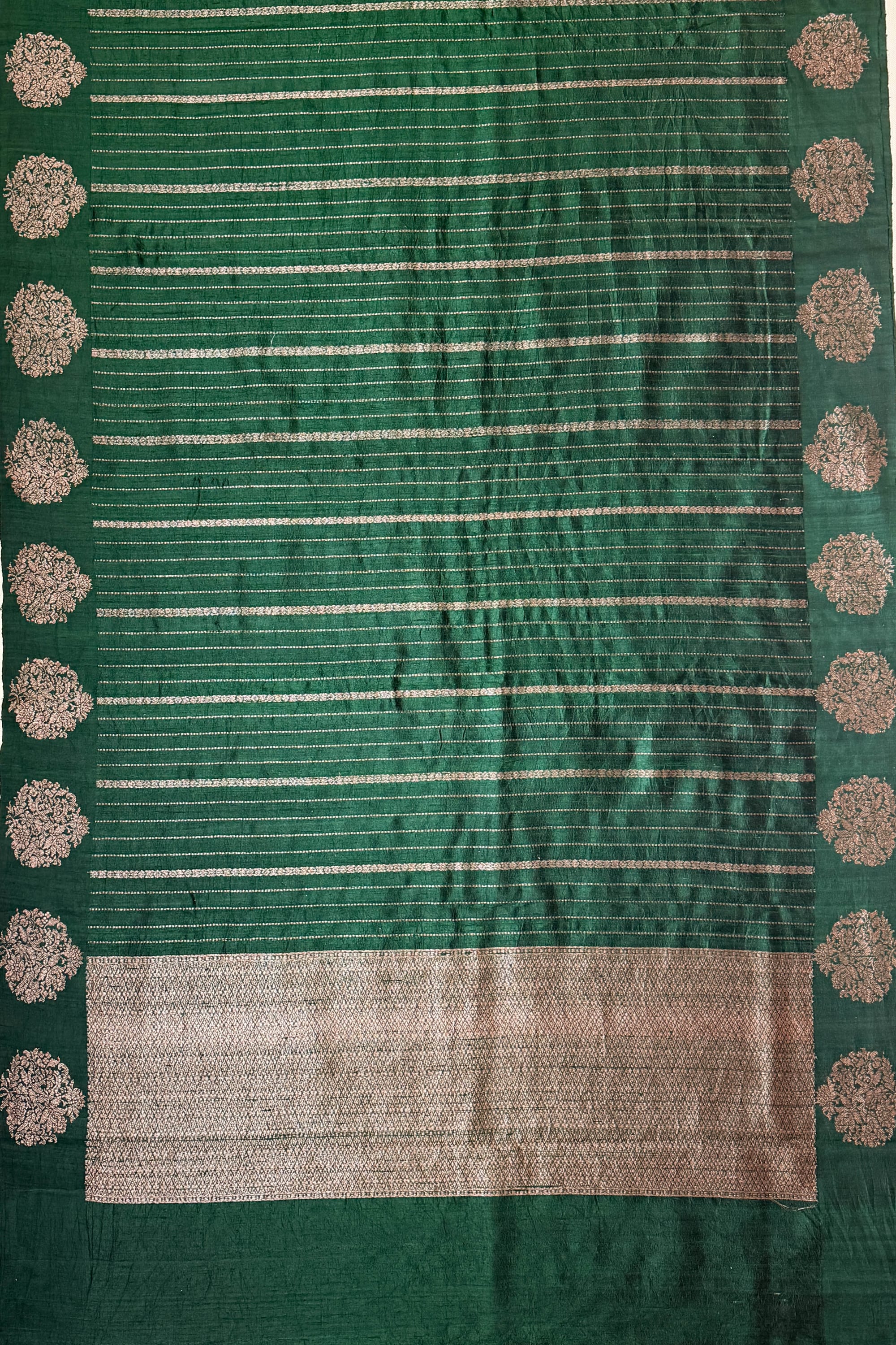 Bottle Green Raw Silk Saree