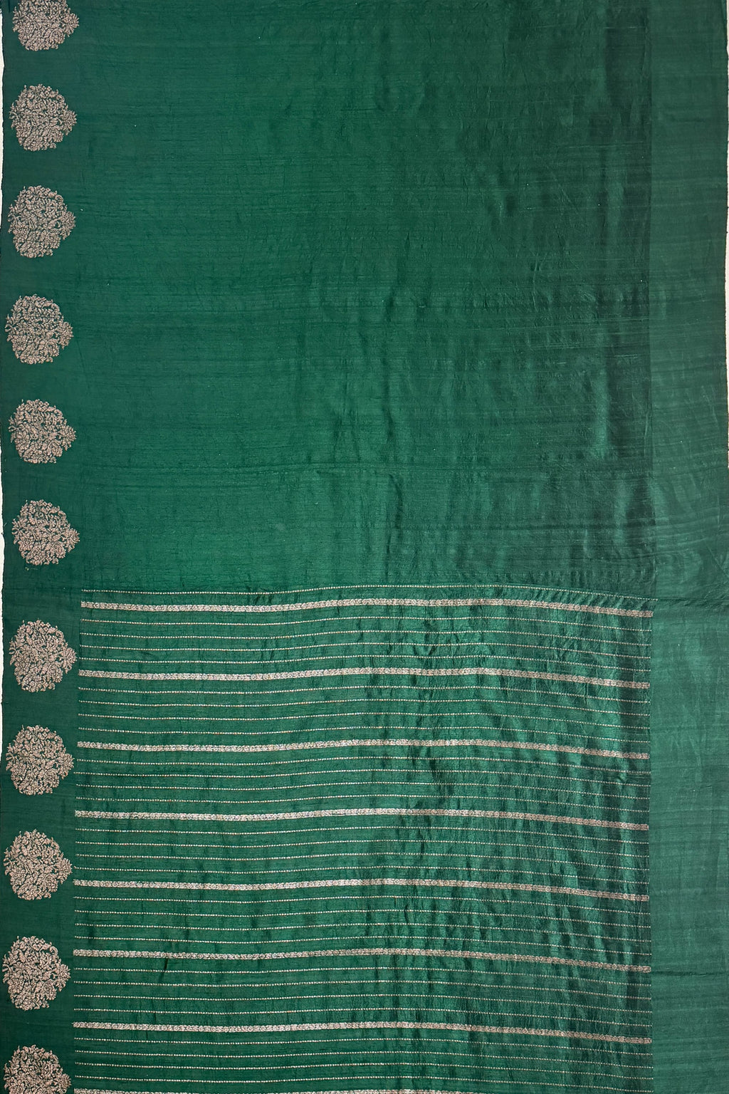 Bottle Green Raw Silk Saree